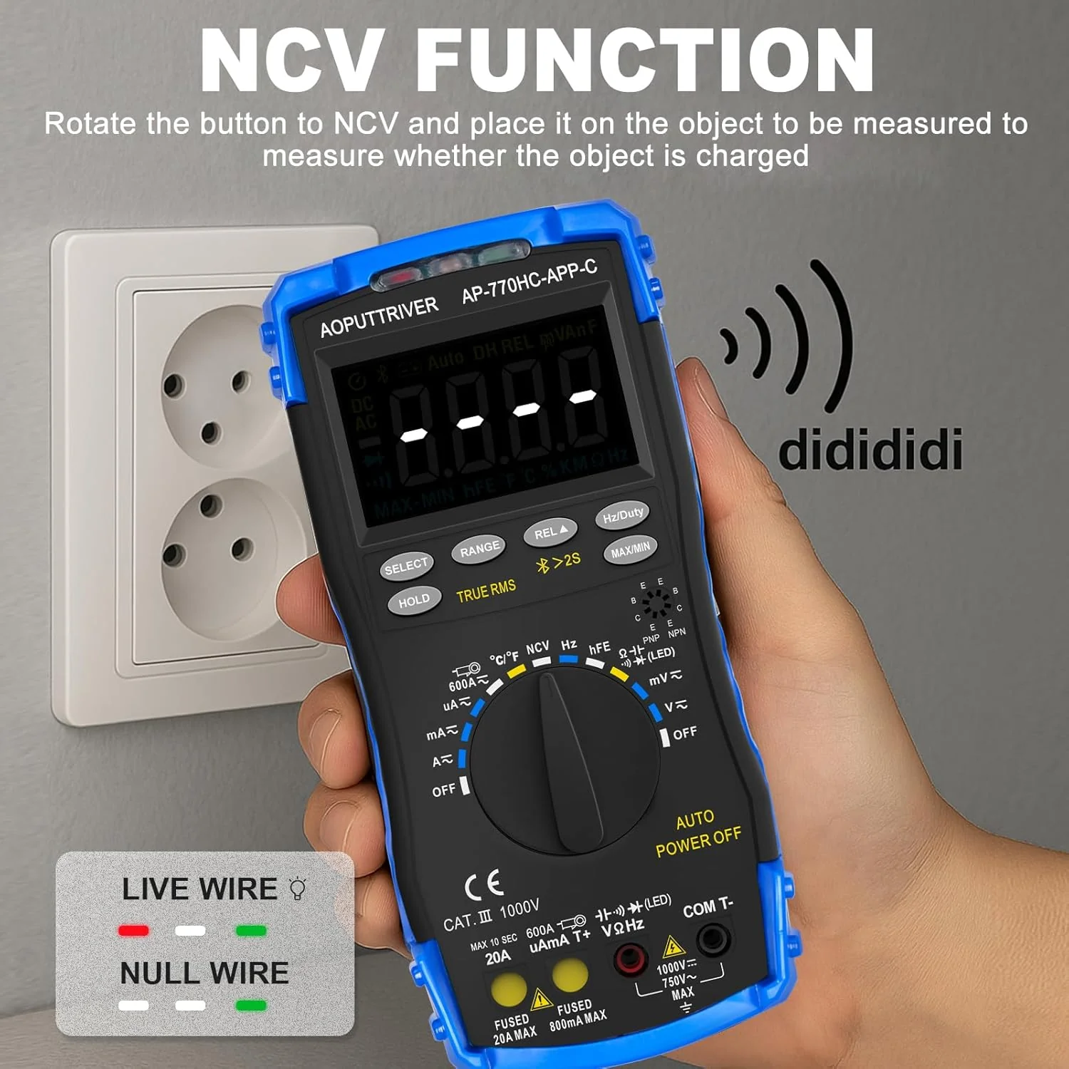 Multimeter Digital AP-770HC-APP 6000Counts Auto/Manueller Bereich Strommessgerät Multi Tester NCV St - Image 4