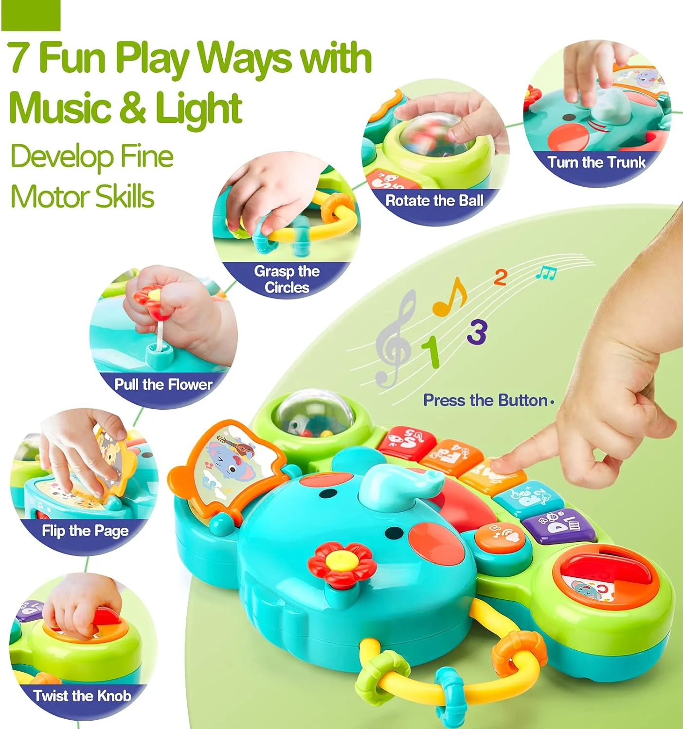Musikspielzeug Baby Spielzeug 6 Monate, Elefant Baby Spielzeug ab 3 6 Monate Mädchen Motorikspielzeu - Image 2