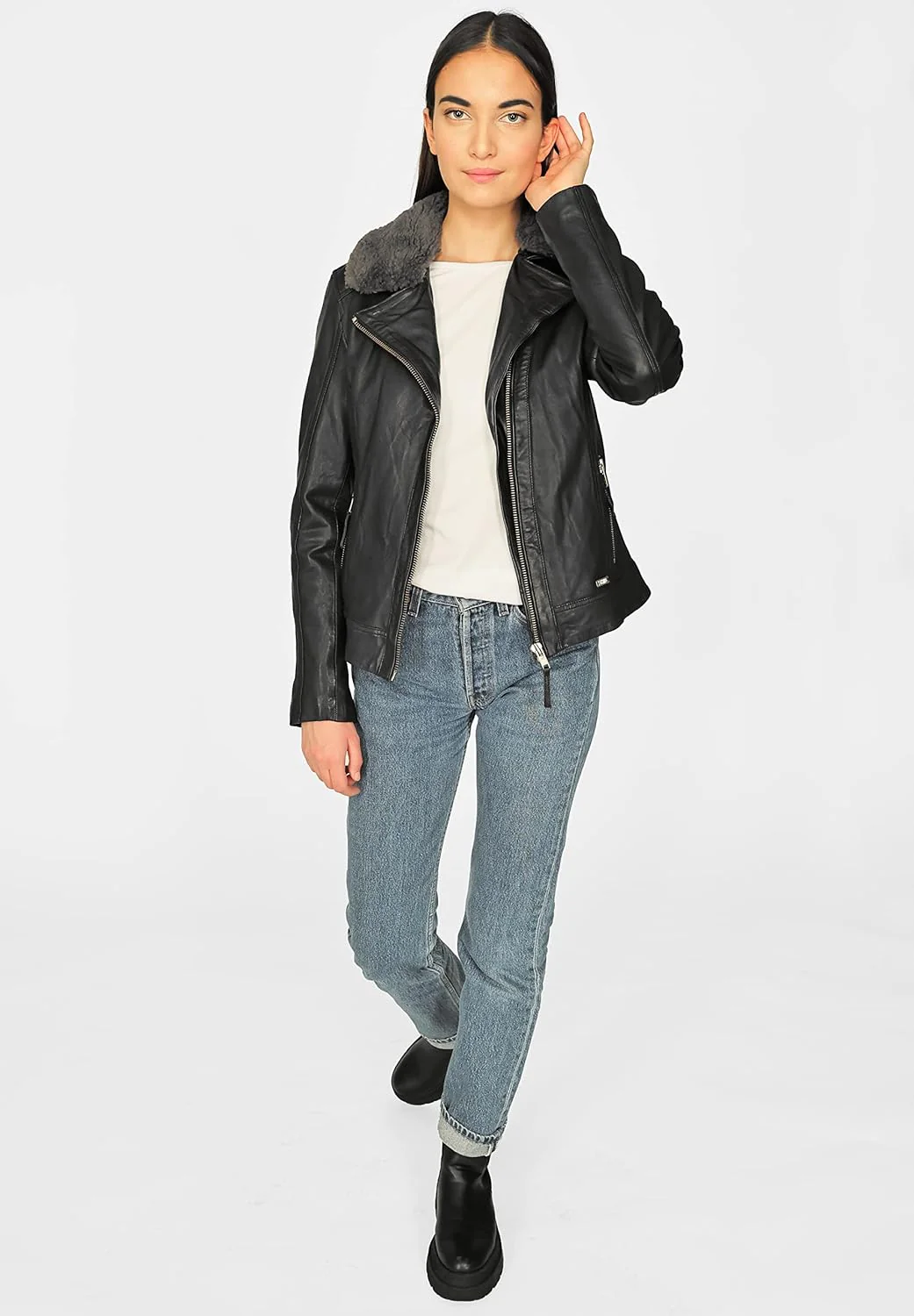 MUSTANG Damen Lederjacke 3102136 L Schwarz, L Schwarz - Image 7
