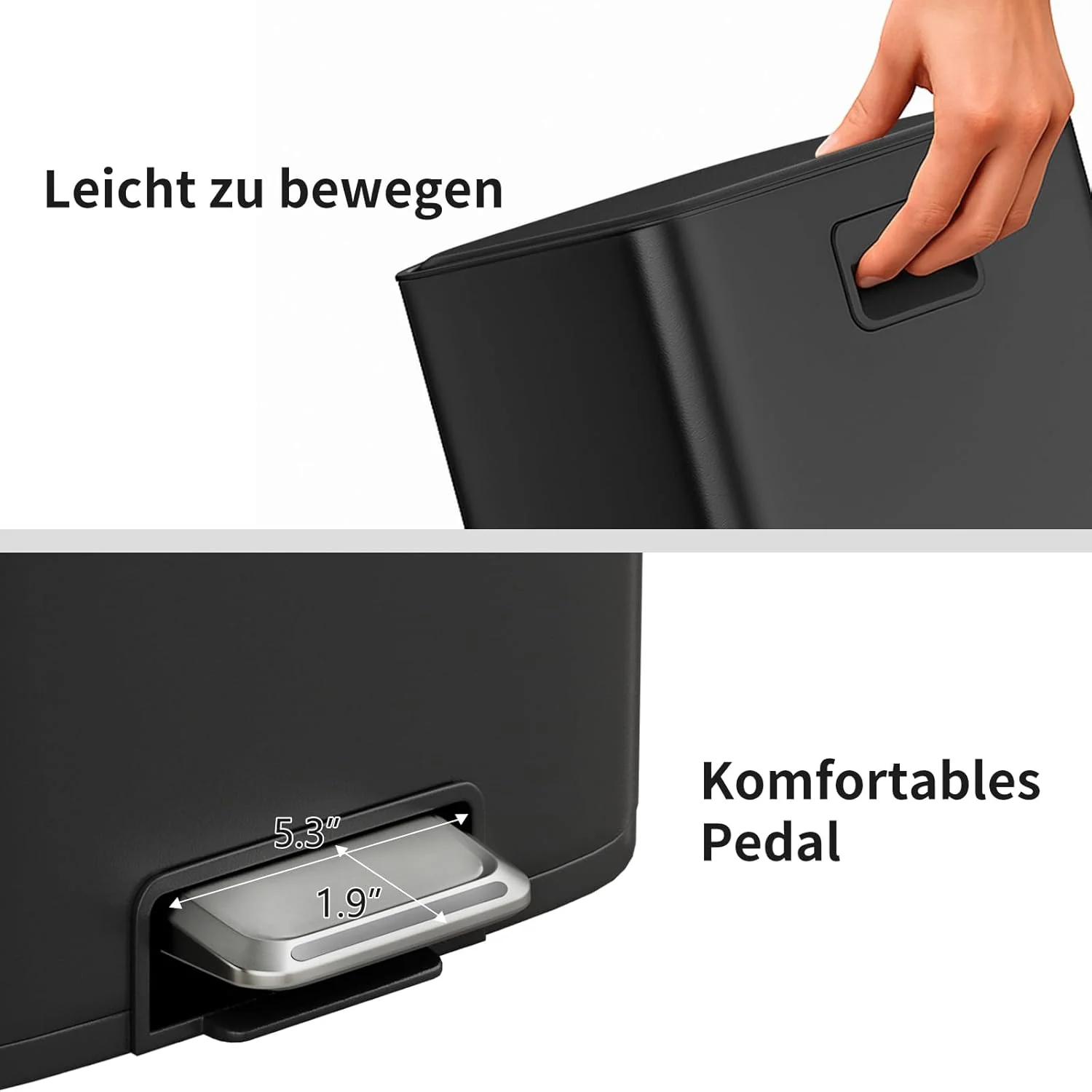 mVm Mülleimer Küche,40 Liter Abfalleimer mit Pedal,Treteimer mit Inneneimer aus Kunststoff,Tretmülle - Image 5