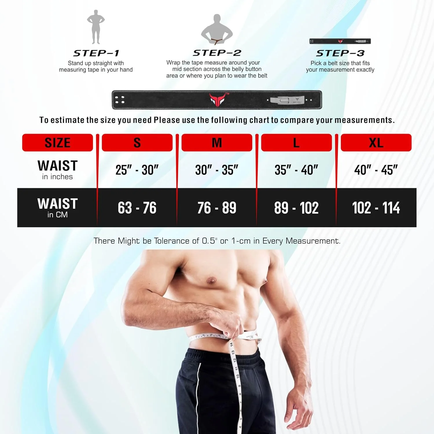 Mytra Fusion gewichthebergürtel 100% Echtes Leder Weightlifting Belt weisse Schnalle, Lifting Belt f - Image 5