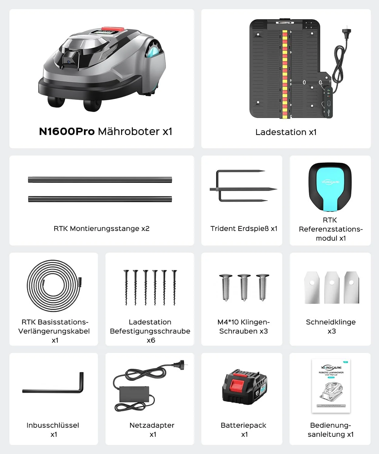 N1600PRO Mähroboter ohne Begrenzungskabel,Max.1600 m²,RTK+Vision Rasenmäher Roboter,Multizonen-Manag - Image 8