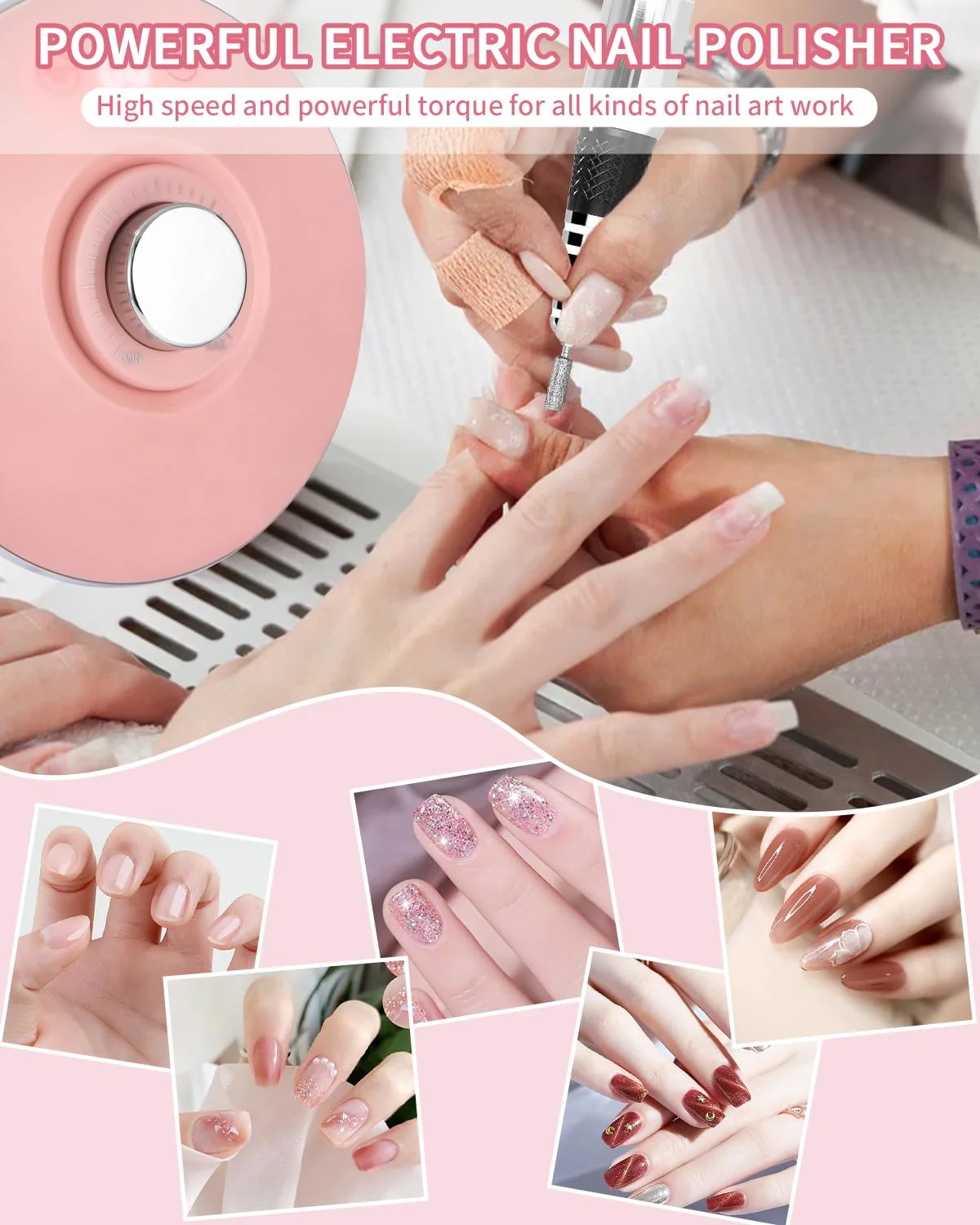Nagelfräser, Fräser für Gelnägel 45000RPM, Nagelfeile Elektrisch, mit Pedalen/Touch-Modus, Elektrisc - Image 7
