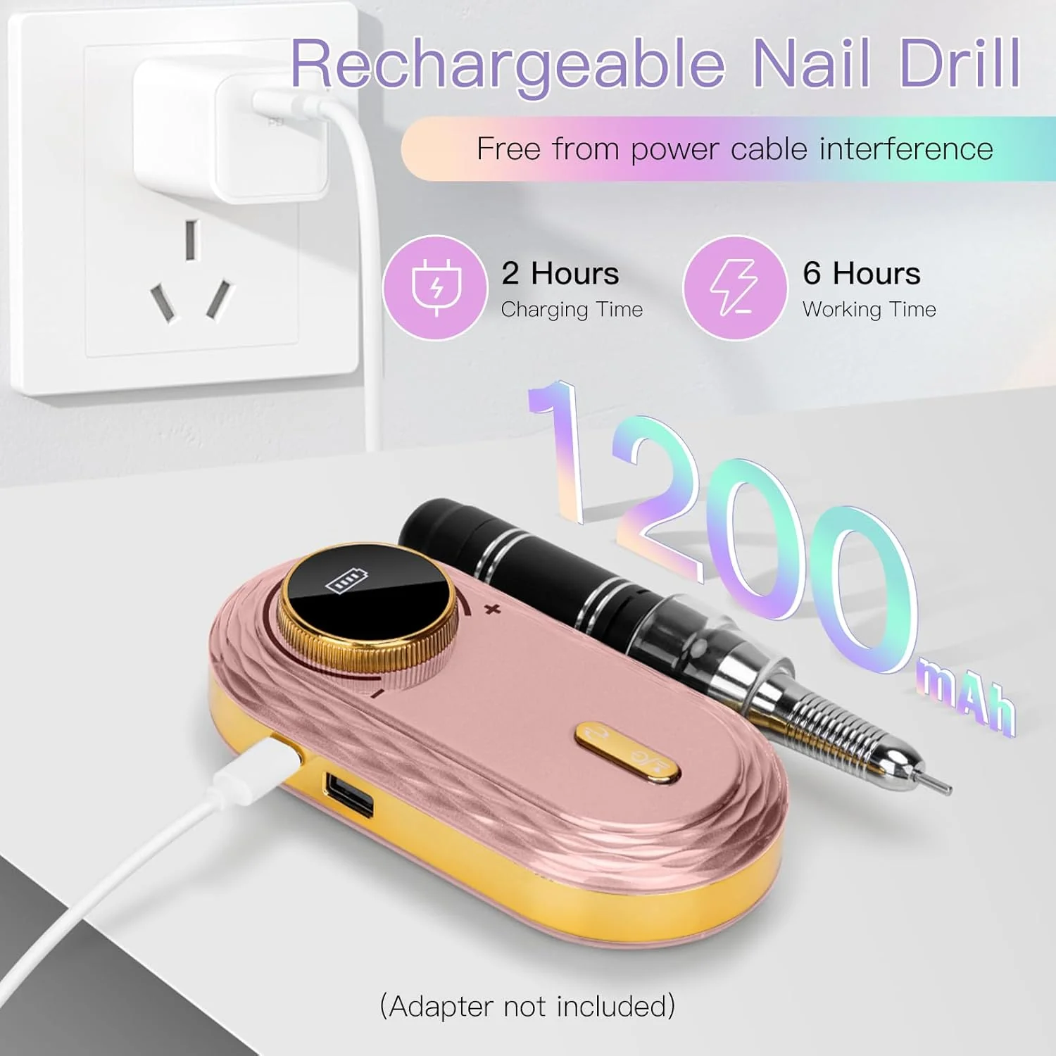 Nagelfräser für Gelnägel Professionell 35000 U/min: Madenia Fräser Nägel Kabellose mit 6 Metall & 7 - Image 3