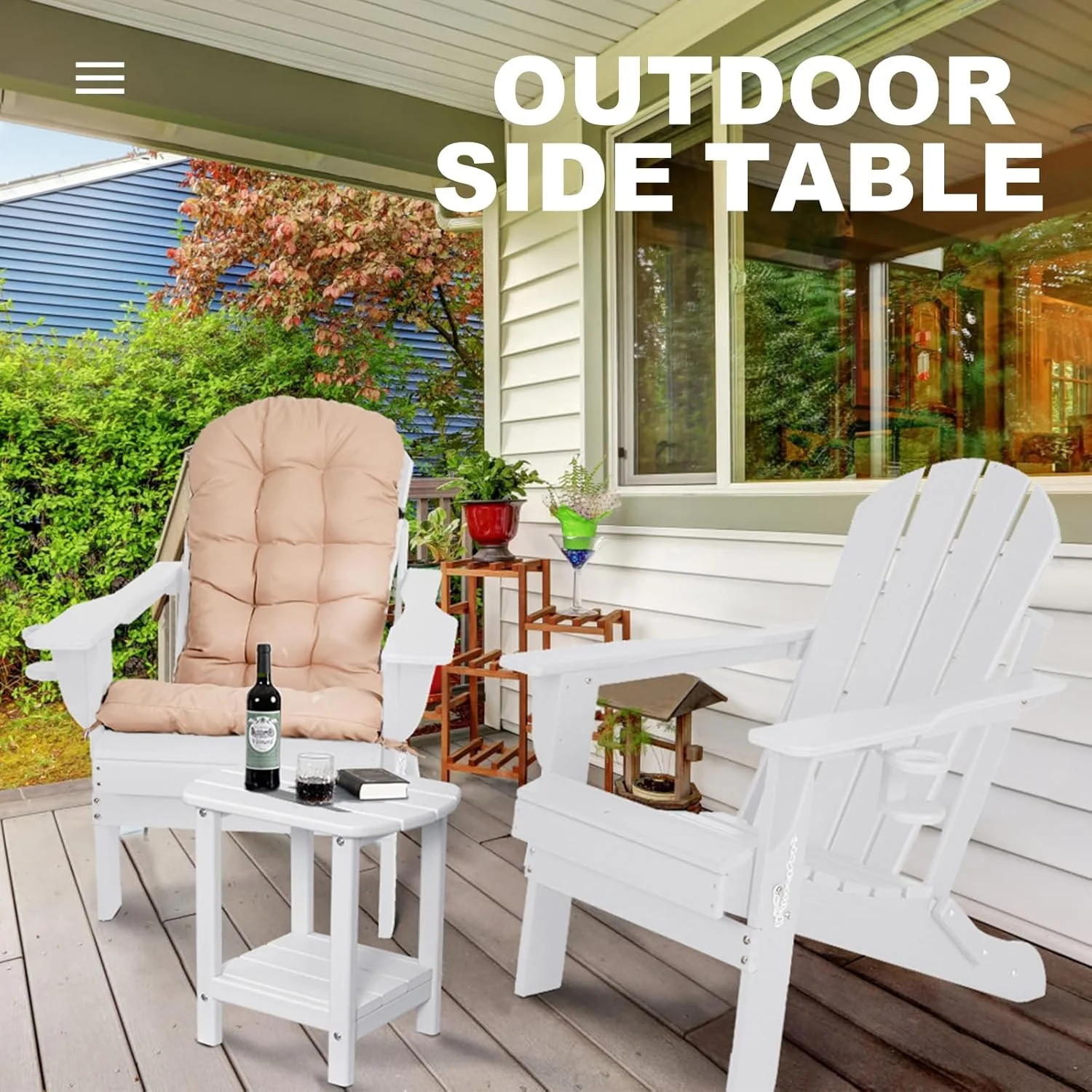 NALONE Adirondack Beistelltisch 16,5" Outdoor-Beistelltisch HDPE Kunststoff Doppelter Adirondack Kle - Image 5
