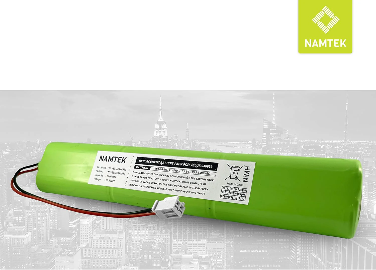 Namtek Ersatzakku für Velux Solarfenster & Dachfenster Rolladen - Akku Ersatz 10.8V, 2200 mAh, NiMH - Image 2