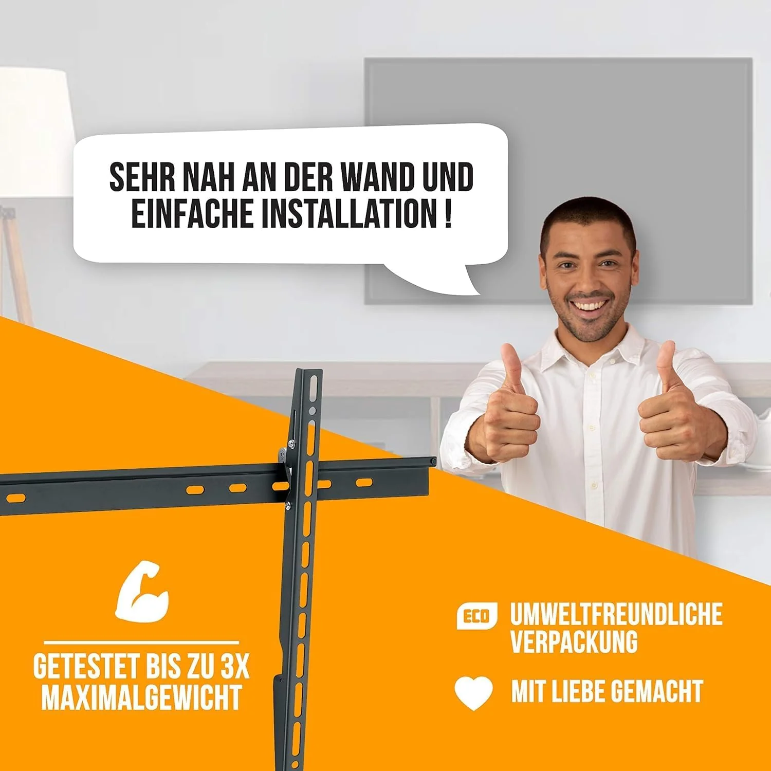 Nanook Flache und Neigbare TV-Wandhalterung für 40–80 Zoll Fernseher – Neigbar für TVs bis 65 Zoll, - Image 3