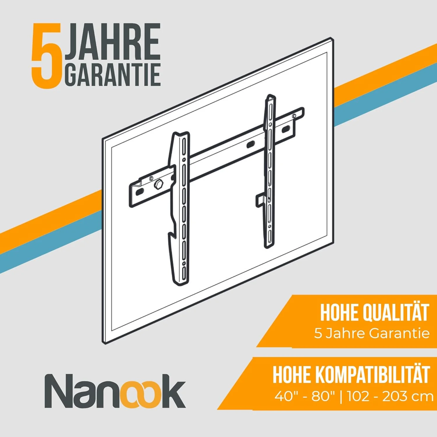 Nanook Flache und Neigbare TV-Wandhalterung für 40–80 Zoll Fernseher – Neigbar für TVs bis 65 Zoll, - Image 6