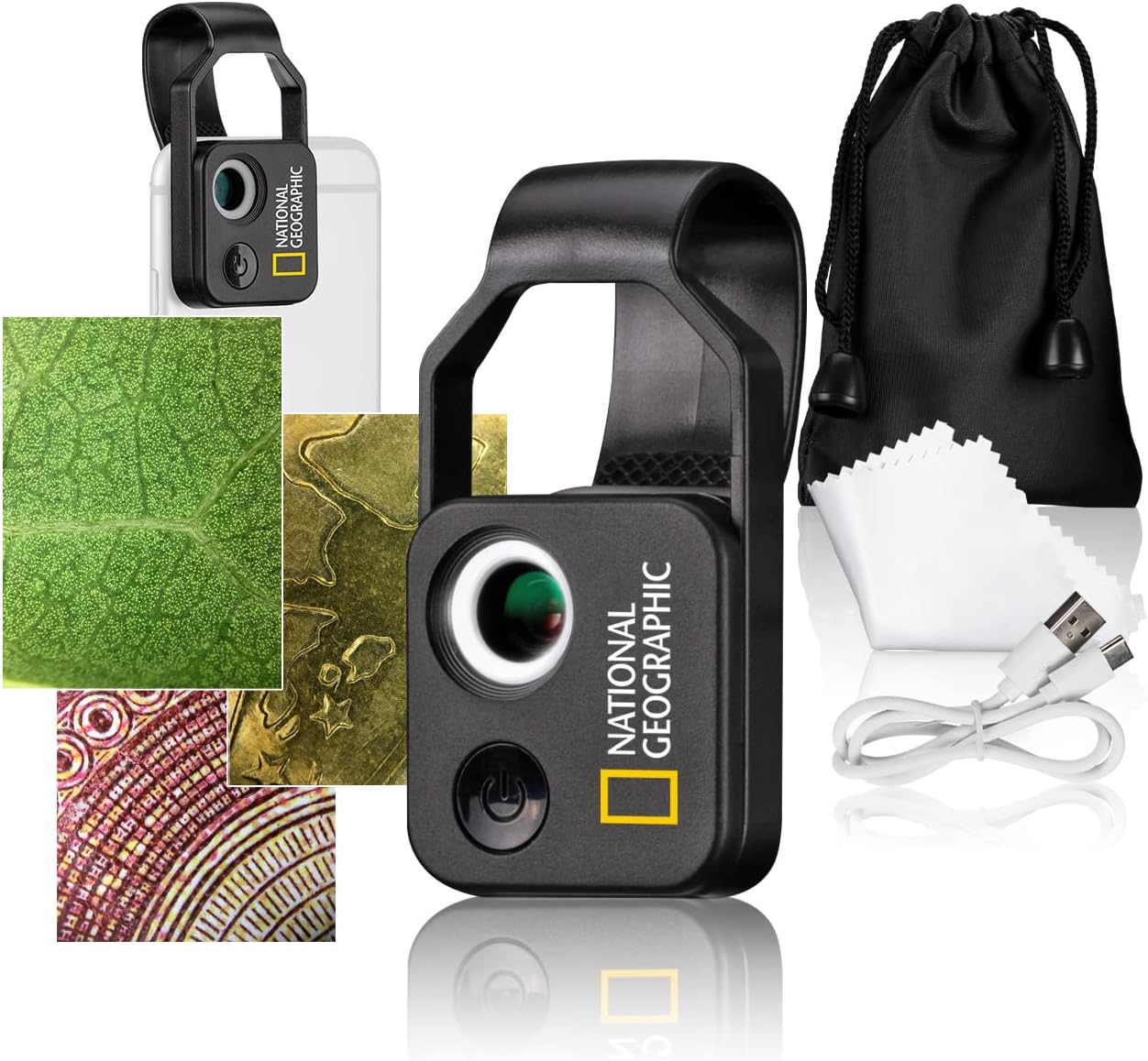 National Geographic Handy-Mikroskop 200x mit CPL, 2 Helligkeitsmodi und Universal-Clip, kompatibel m - Image 8