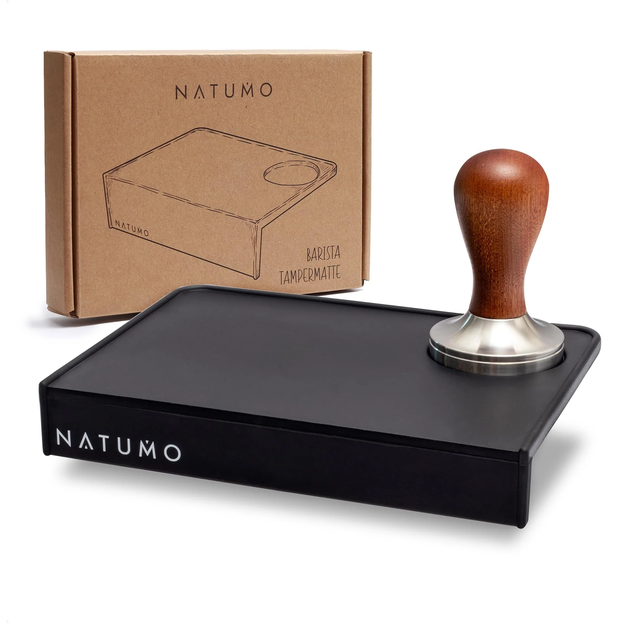 NATUMO Tampermatte Barista (21x15x3cm) Anti-Rutsch Silikon Tamper Matte mit Kantenschutz, Barista Zu
