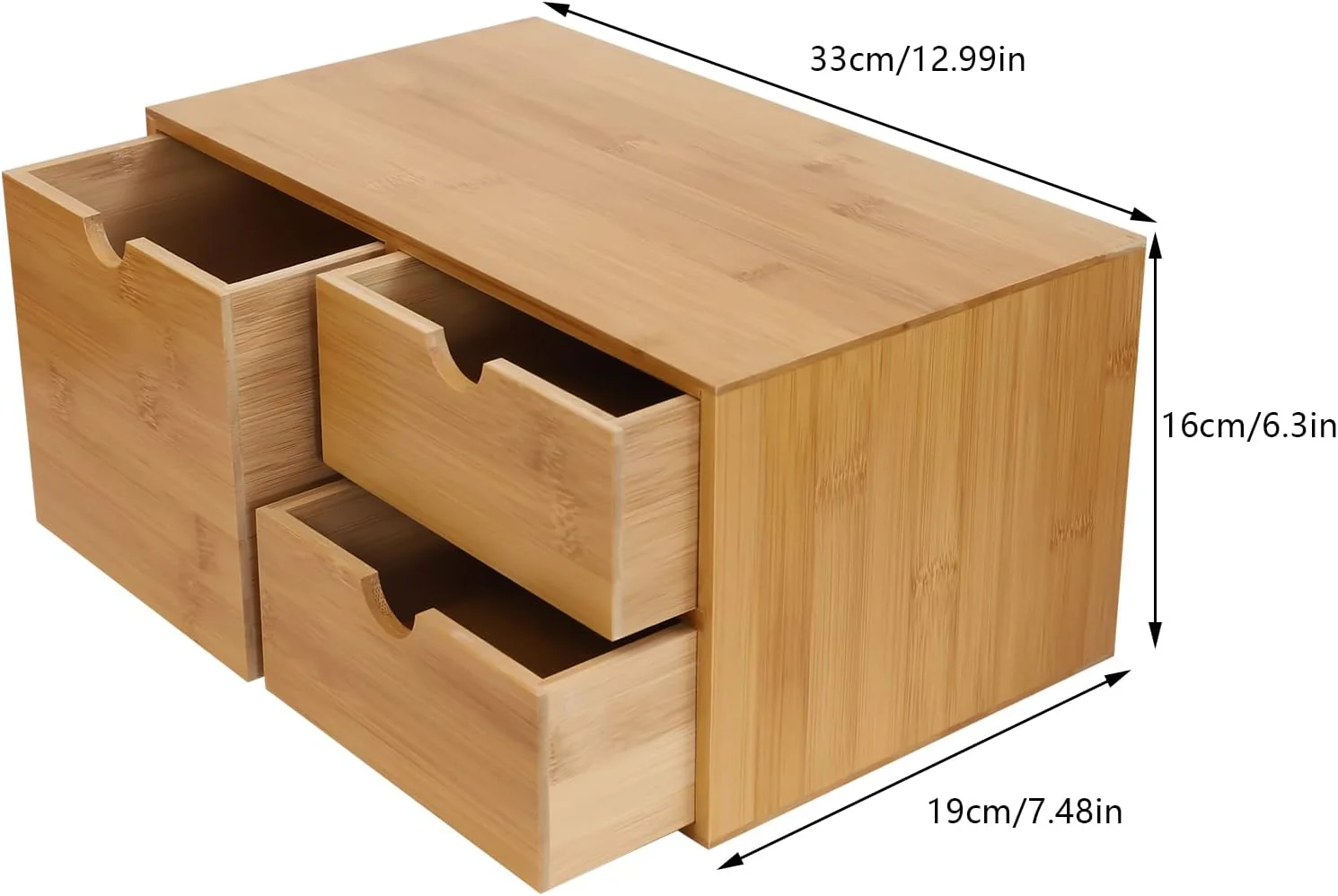 Natur Schreibtisch Organizer, Ablage Büroorganizer mit 3 Schubladen für Büroutensilien, Bambus Schub - Image 5