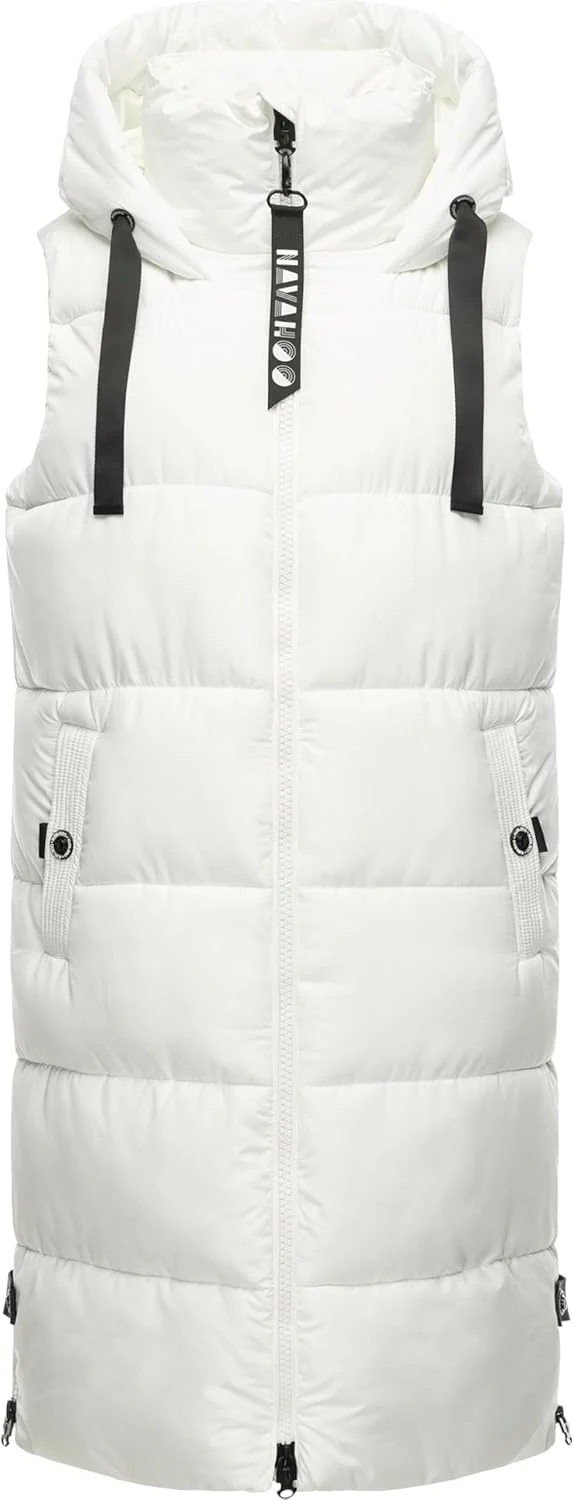 Navahoo Damen ärmellose lange Outdoorweste warme Winterjacke Schnuffelchen XS-3XL XS Offwhite, XS Of - Image 4