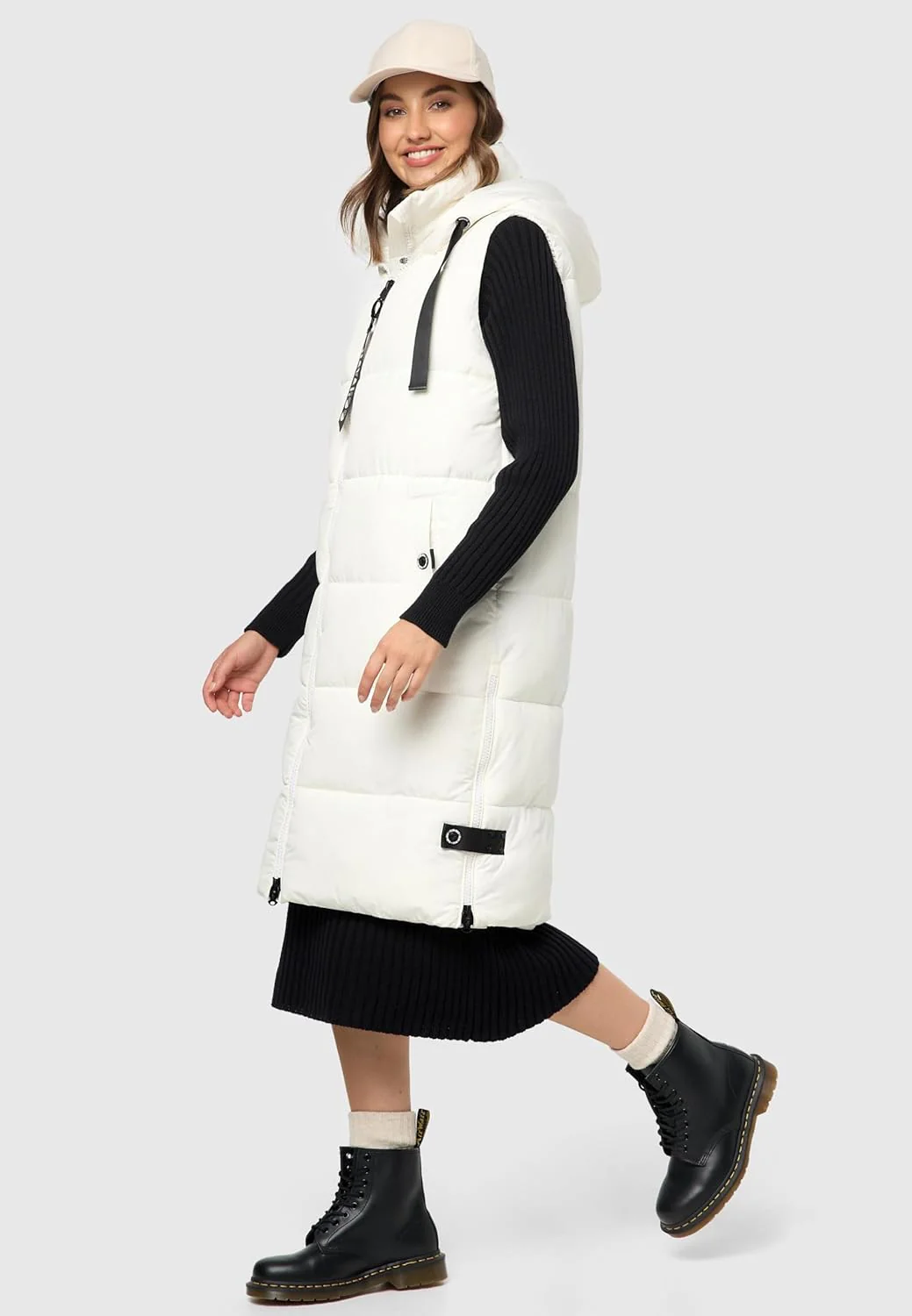 Navahoo Damen ärmellose lange Outdoorweste warme Winterjacke Schnuffelchen XS-3XL XS Offwhite, XS Of - Image 8