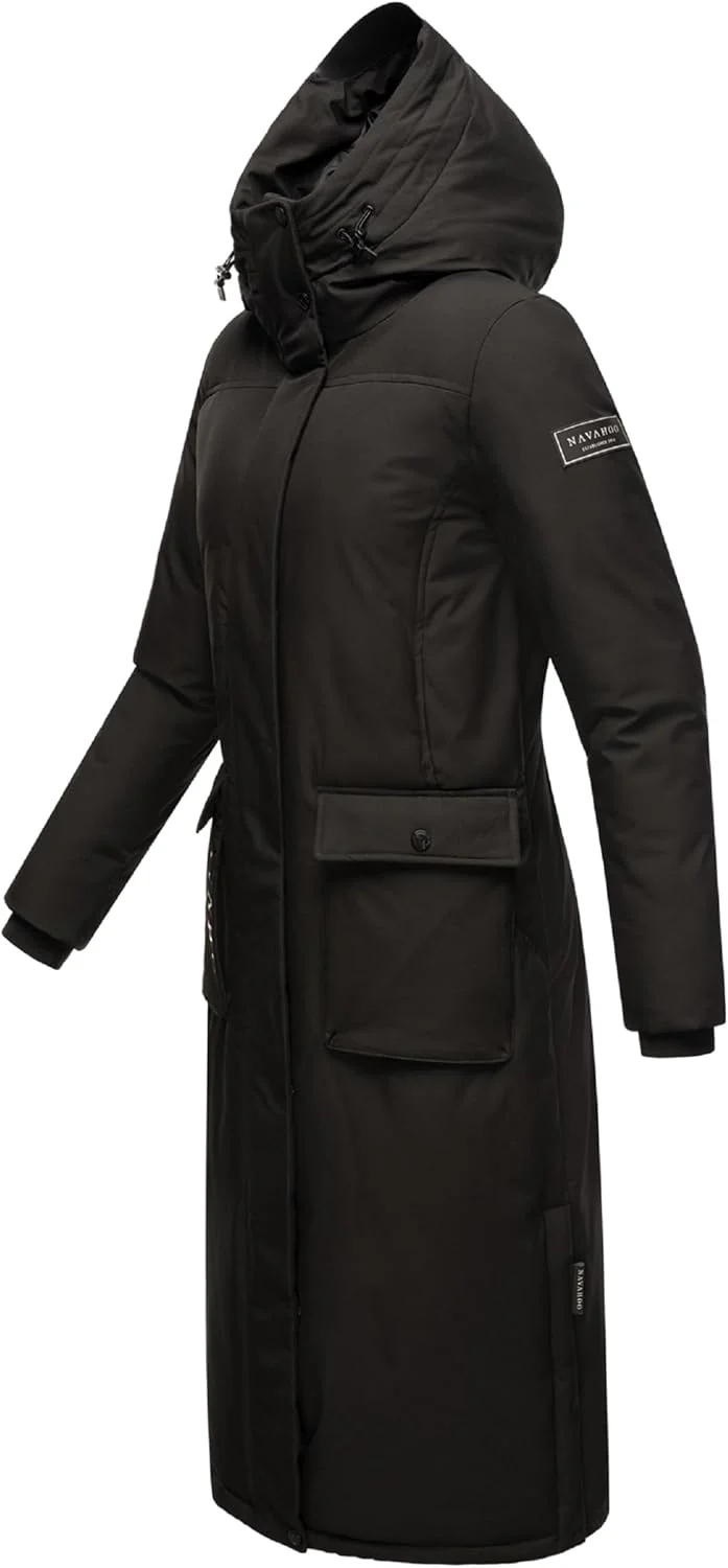 Navahoo Damen Wintermantel Warmer Mantel extralang mit Kapuze Wolkenfrost XIV XS-XXL XXL Schwarz, XX - Image 3