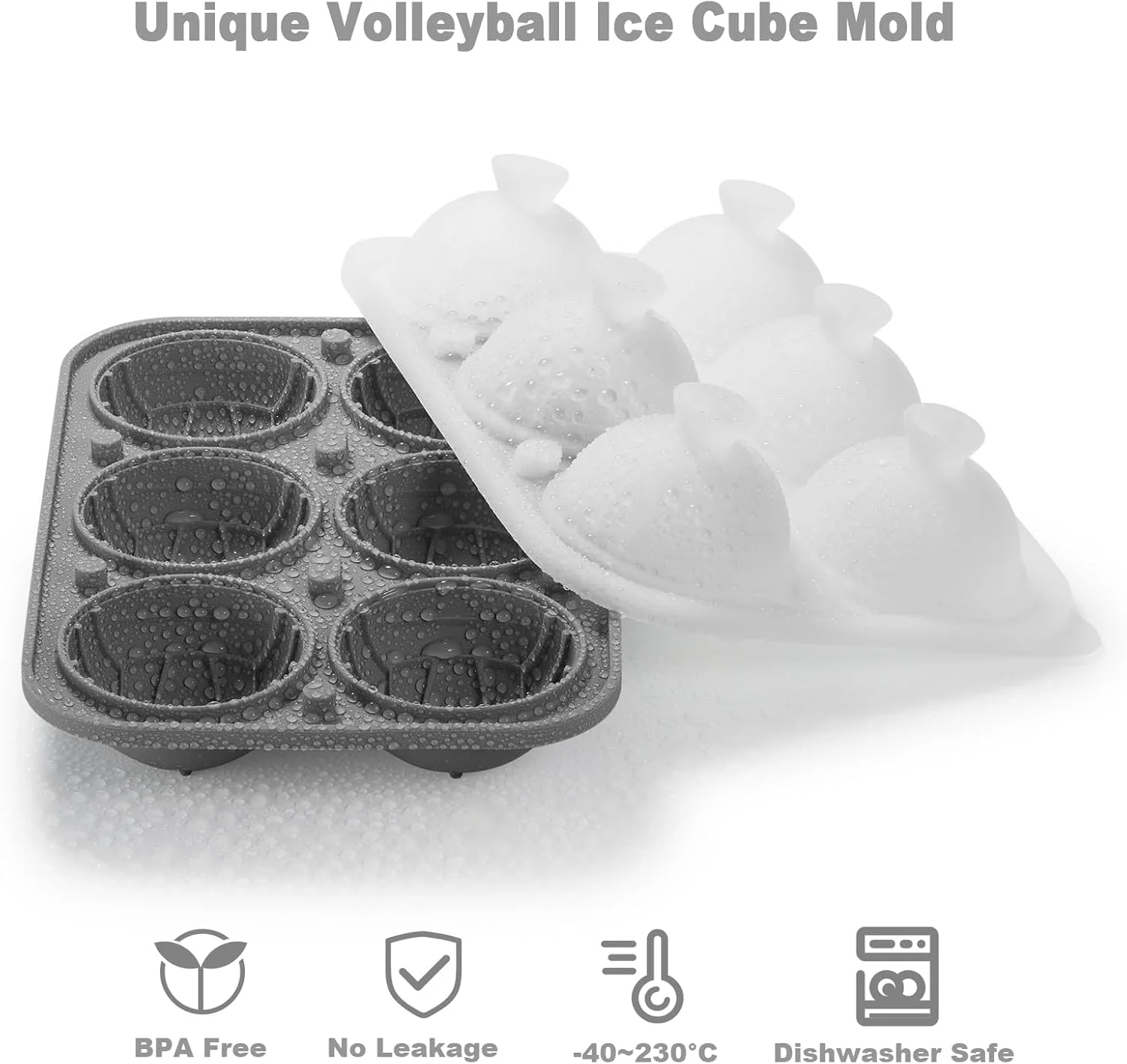 Nax Caki 3D-Volleyball-Eiswürfelform, grosse Volleyball-Silikonform, lustige Formen, Whiskey-Eisform - Image 4