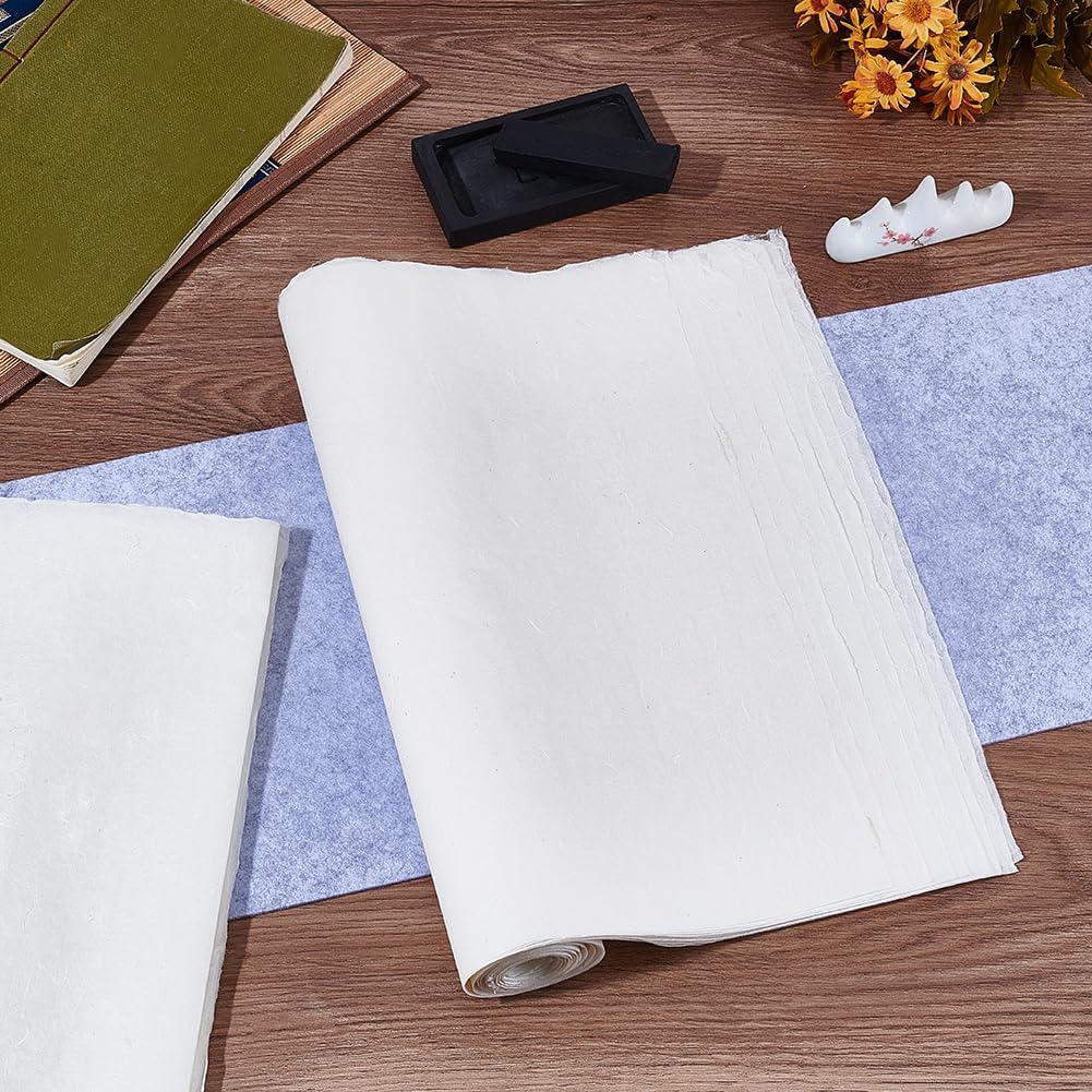 NBEADS 10 Stück Maulbeerpapier, 144x38cm Kalligraphie Papier Natürliches Decoupage Seidenpapier Natu - Image 4