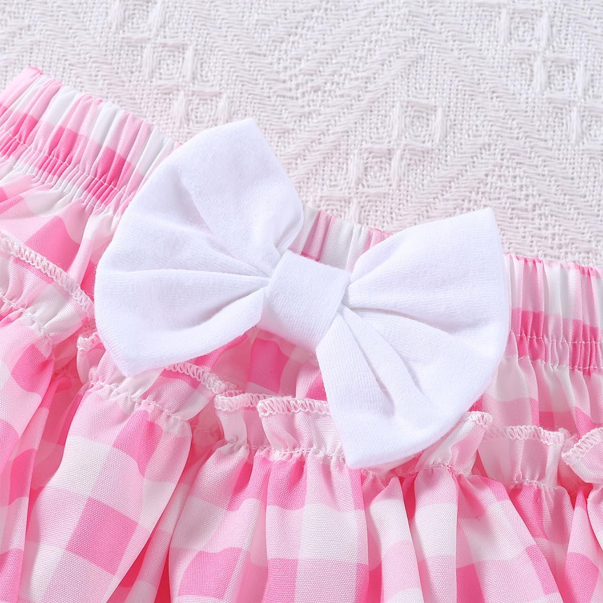 Neugeborene Baby Mädchen Sommer Outfit Rüschen Kurzarm Top+ Bowknot Bloomers Tutu Rock Shorts+ Stirn - Image 6
