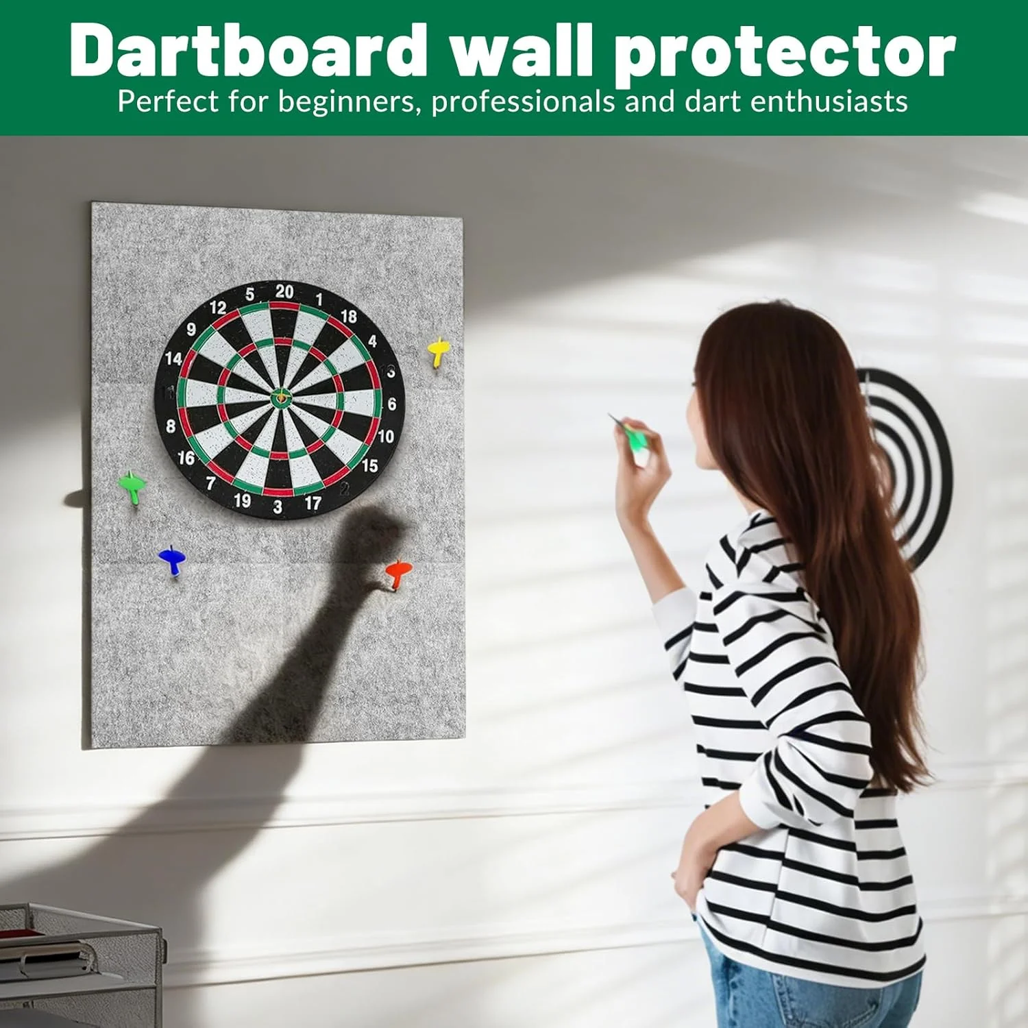 NEUSID 6 Stück Dart Wandschutz, Filz Dartboard Wandschutz Selbstklebend Gespleisst Dartscheibe Hinte - Image 4