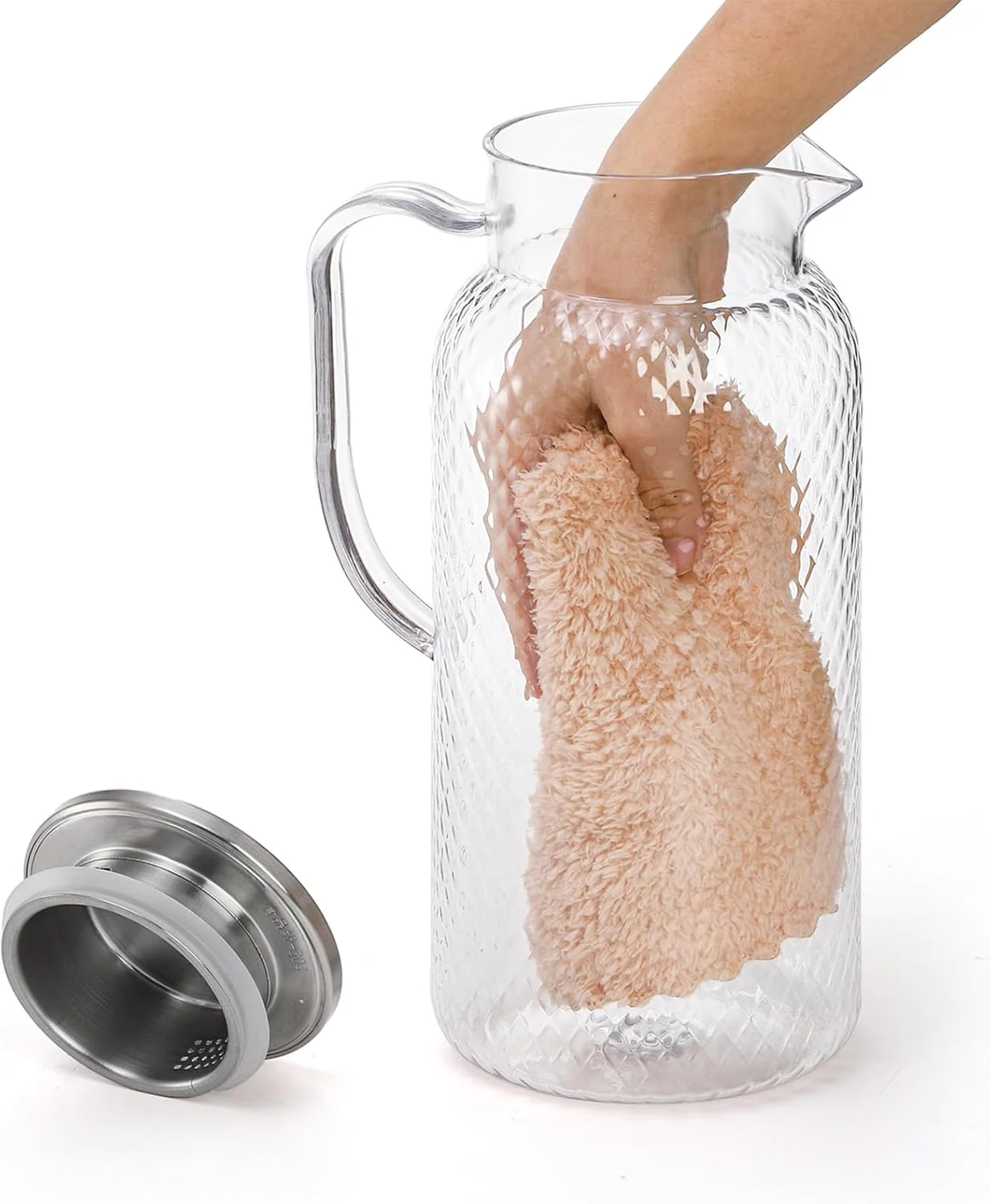 Nicunom 2 Stück Kunststoff-Krug mit Deckel, 2 Liter Wasserkrug für Kühlschrank, BPA-frei, Eisteekrüg - Image 5