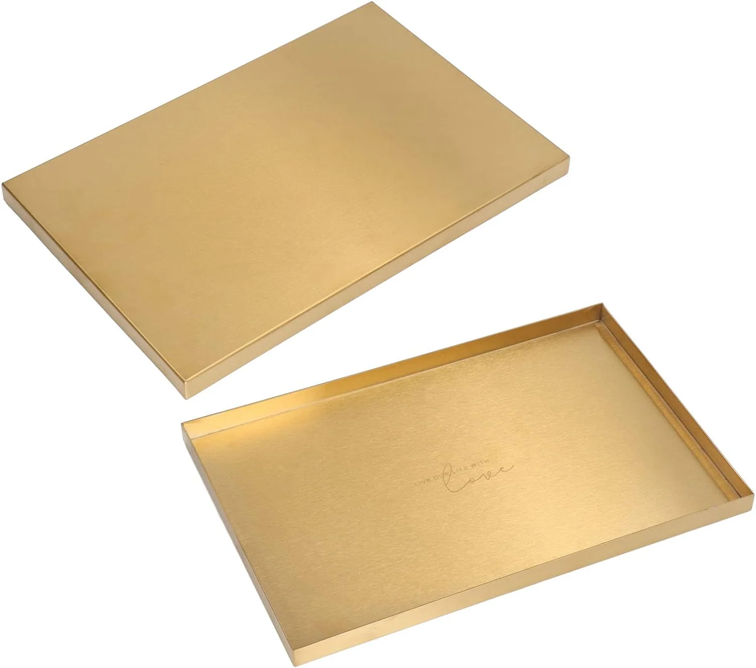 Nikou Modernes Metall-Goldplatten-Rechteck-Aufbewahrungstablett Kosmetik-Schmuck-Display-Edelstahl-T - Image 4