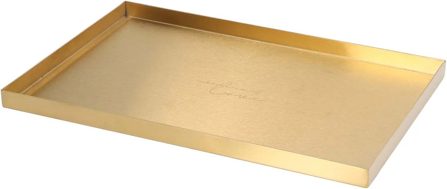 Nikou Modernes Metall-Goldplatten-Rechteck-Aufbewahrungstablett Kosmetik-Schmuck-Display-Edelstahl-T - Image 7
