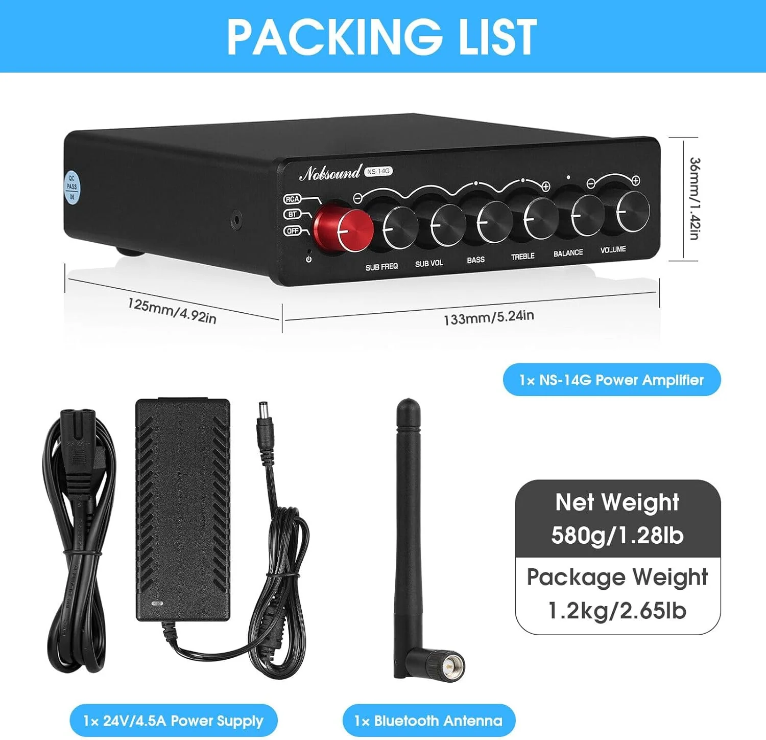 Nobsound NS-14G 2.1 Verstärker, Audio Amplifier, Bluetooth 5.0 HiFi Stereo 200W 2.1-Kanal Subwoofer - Image 8