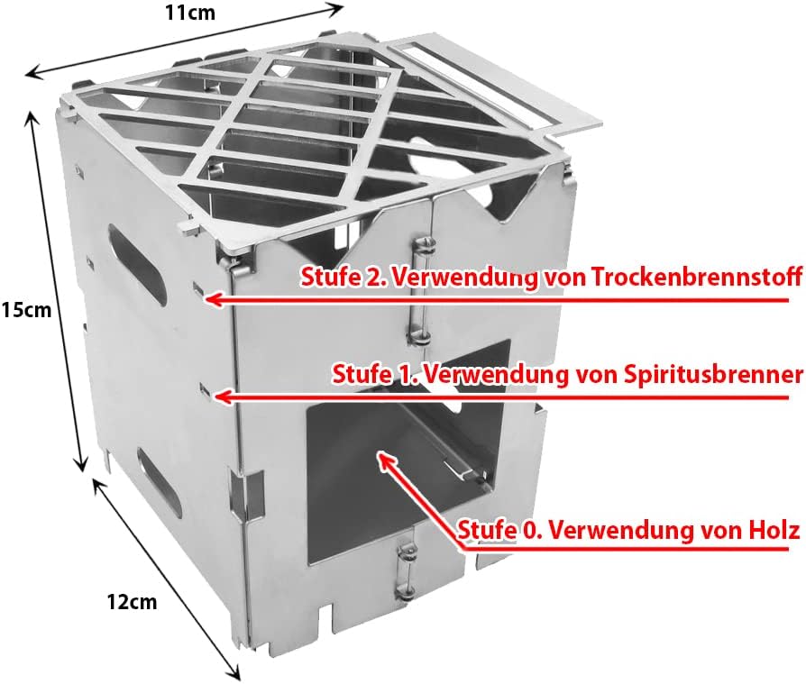 Notfallkocher (Hobo-Kocher) | Kochen und Grillen ohne Strom | für Blackout & Camping | faltbar & kom - Image 6