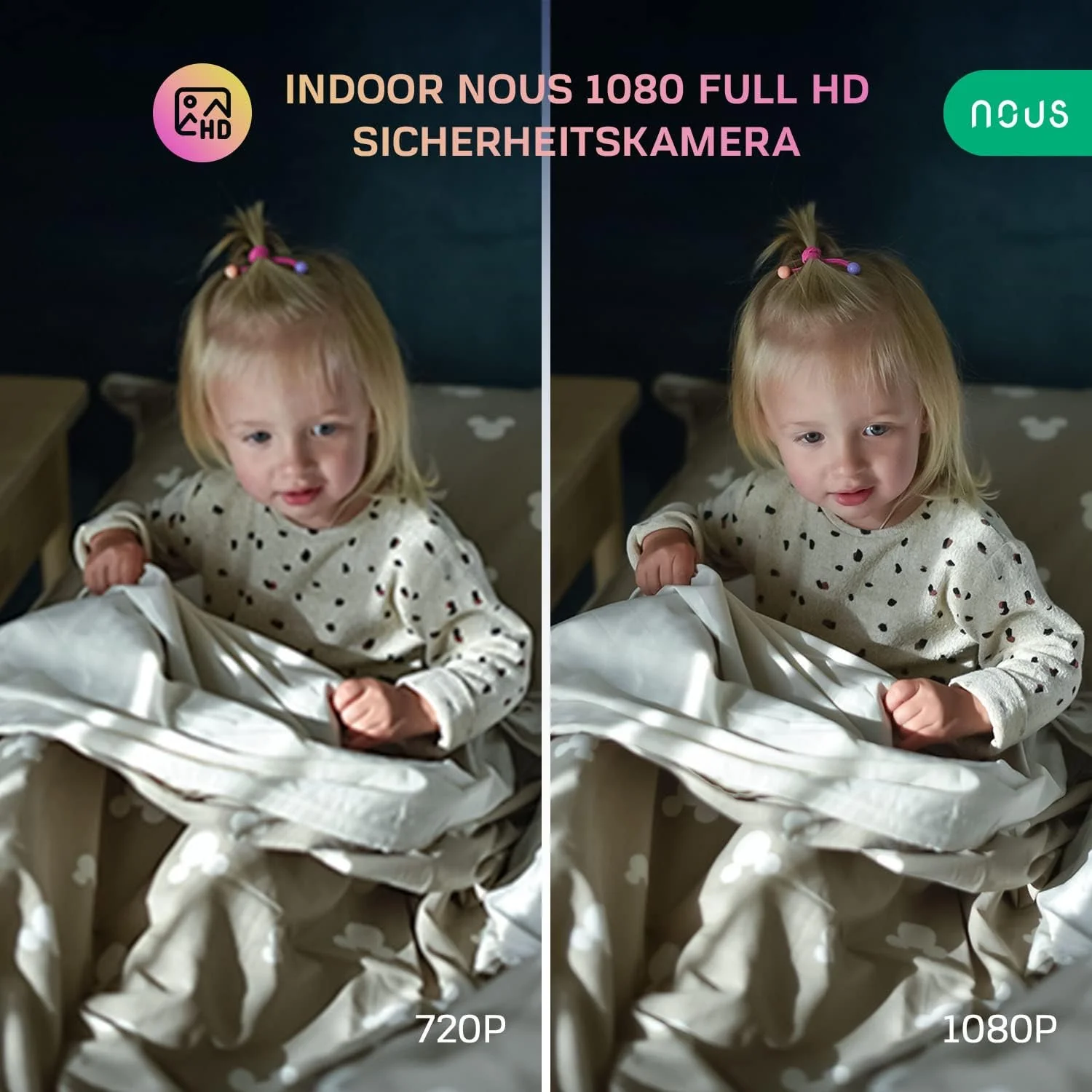 NOUS W2 WiFi Kamera, WLAN Überwachungskamera innen, Hunde Kamera, Baby Kamera, Überwachungskameras, - Image 3