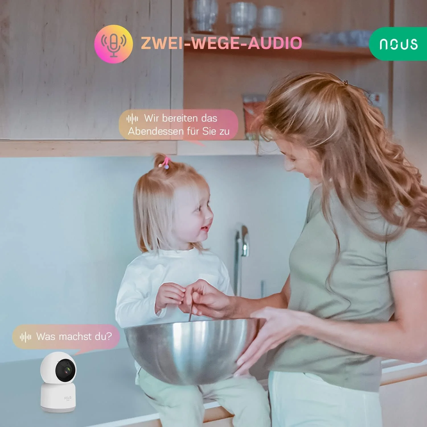 NOUS W2 WiFi Kamera, WLAN Überwachungskamera innen, Hunde Kamera, Baby Kamera, Überwachungskameras, - Image 4