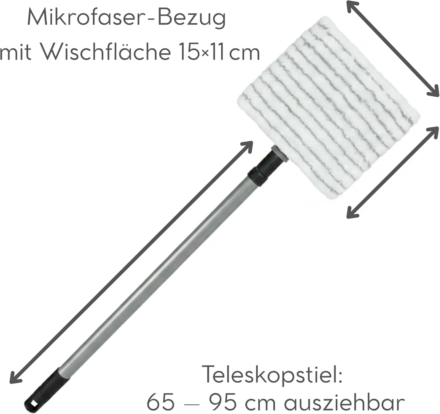 Novaliv Fliesenreiniger Bad Wand mit Teleskopstiel inkl 3X Mikrofaser Bezug Fliesenwischer Badwische - Image 2