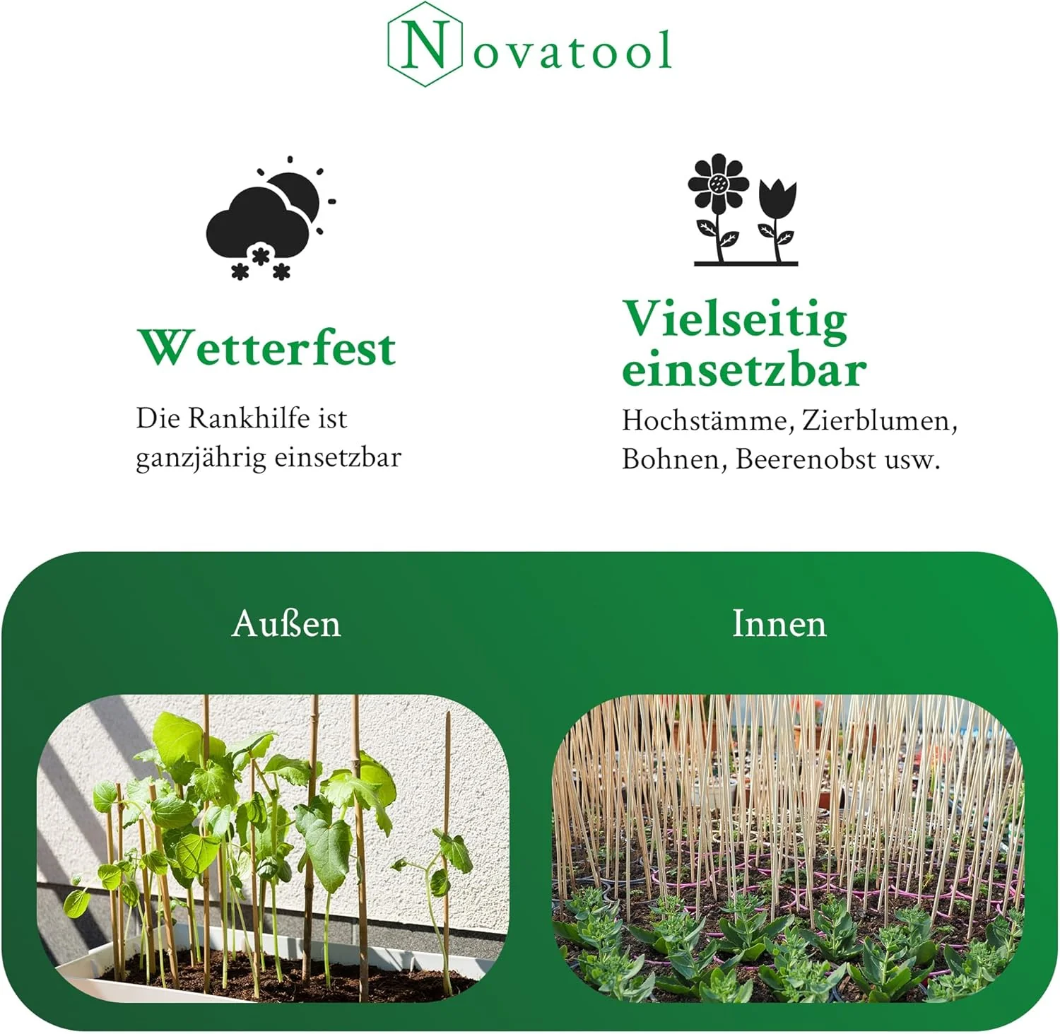 Novatool 1000x Splittstäbe 40 cm x 4 mm I Natur I Blumengitter Rankgitter Gitterspalier Topfpflanzen - Image 4