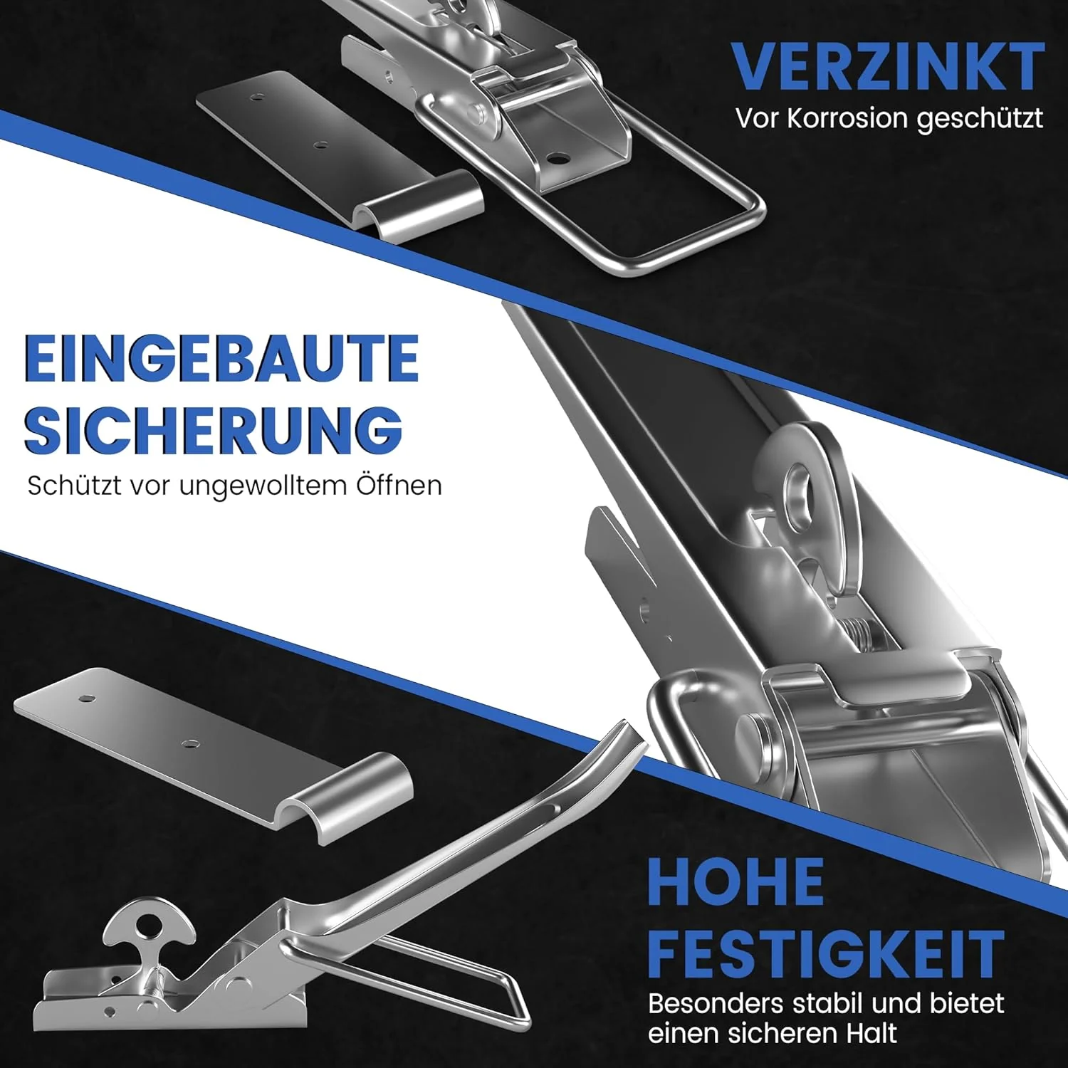 NTG Exzenterverschluss mit Befestigungsplatte | 210 mm | verzinkt und Witterungsbeständig | Anhänger - Image 3