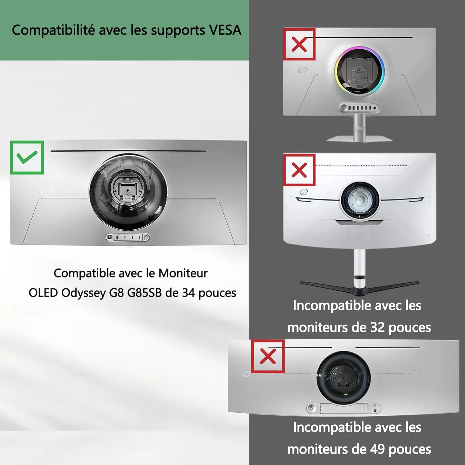Odyssey G8 OLED 34 VESA Mount kompatibel mit Samsung Odyssey G8 34 Zoll G85SB G85SD für OLED Monitor - Image 3