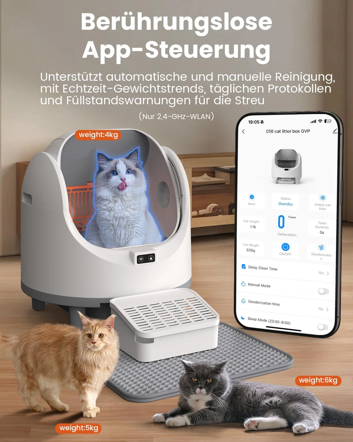 Offenes, Katzenklo Selbstreinigend für grosse Katzen (10 kg), XL Automatische Katzentoilette, 2 Roll - Image 6