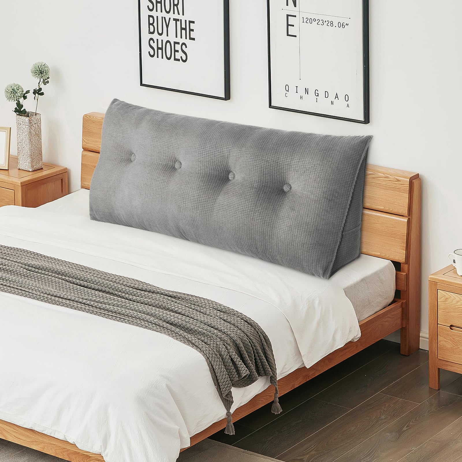 OHMG Rückenkissen,Keilkissen für Bett und Sofa geeignet,Lendenkissen,dreieckiges Lesekissen,Kissen m