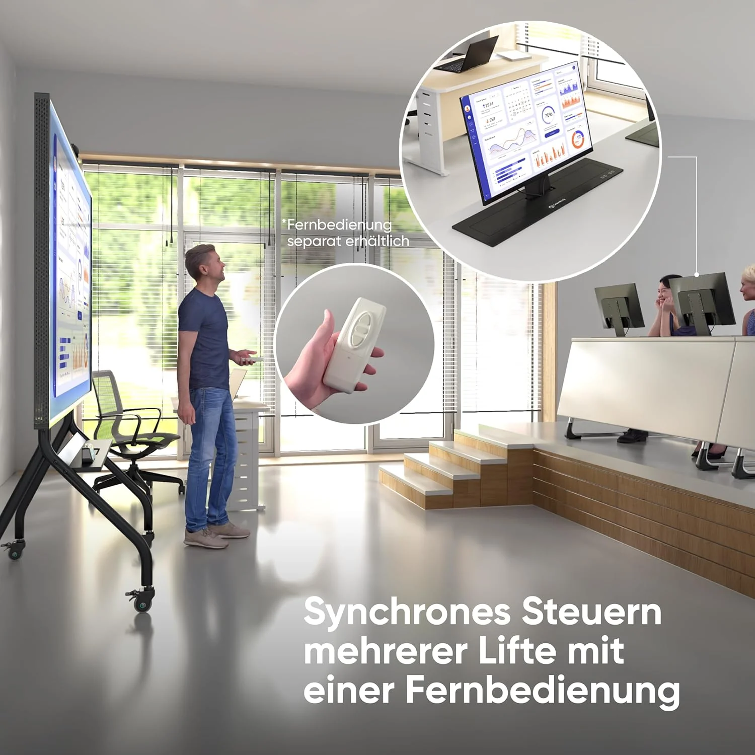 ONKRON Monitor Halterung für 16-24 Zoll Bildschirm bis zu 15 kg, motorisierter Monitor Lift elektris - Image 2