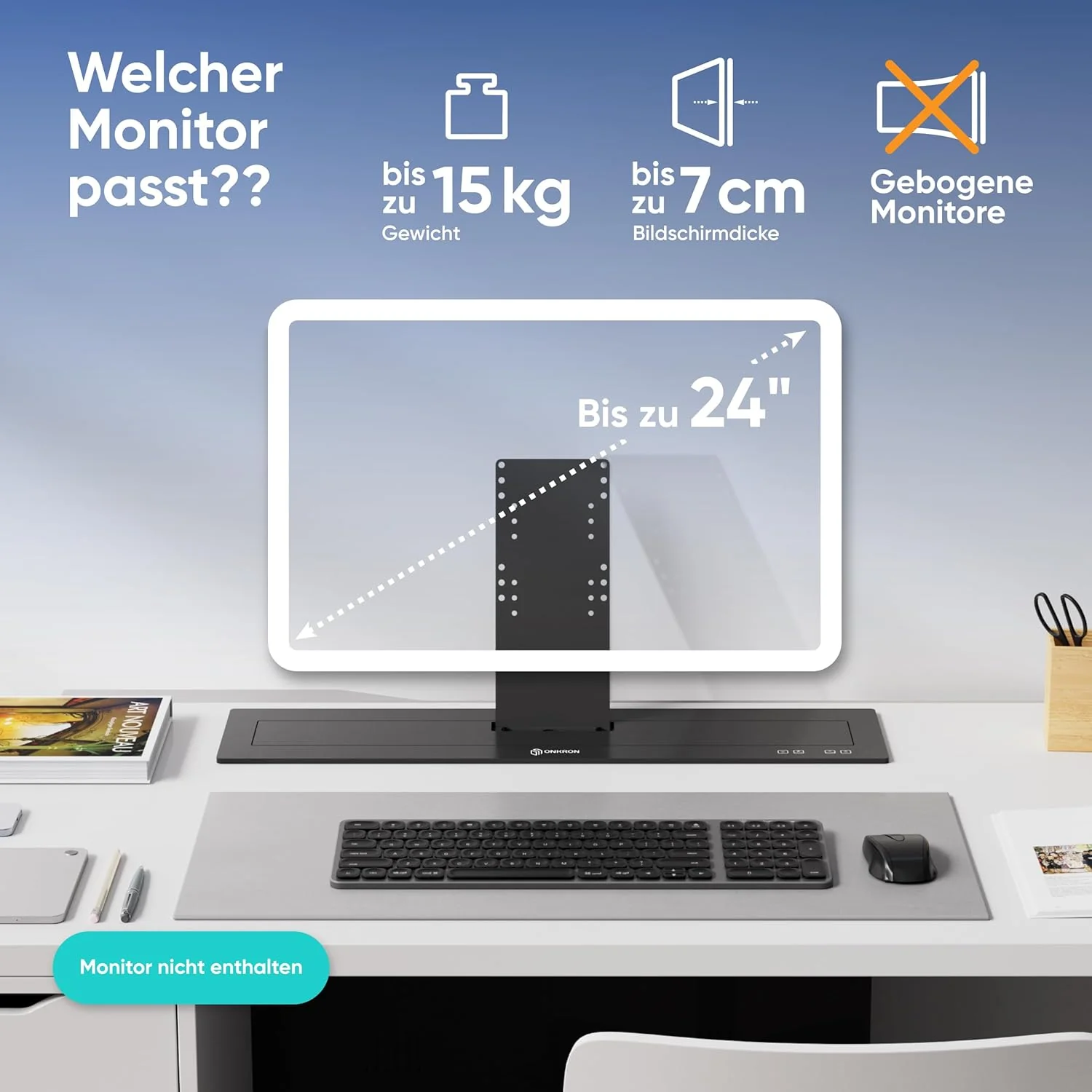ONKRON Monitor Halterung für 16-24 Zoll Bildschirm bis zu 15 kg, motorisierter Monitor Lift elektris - Image 8