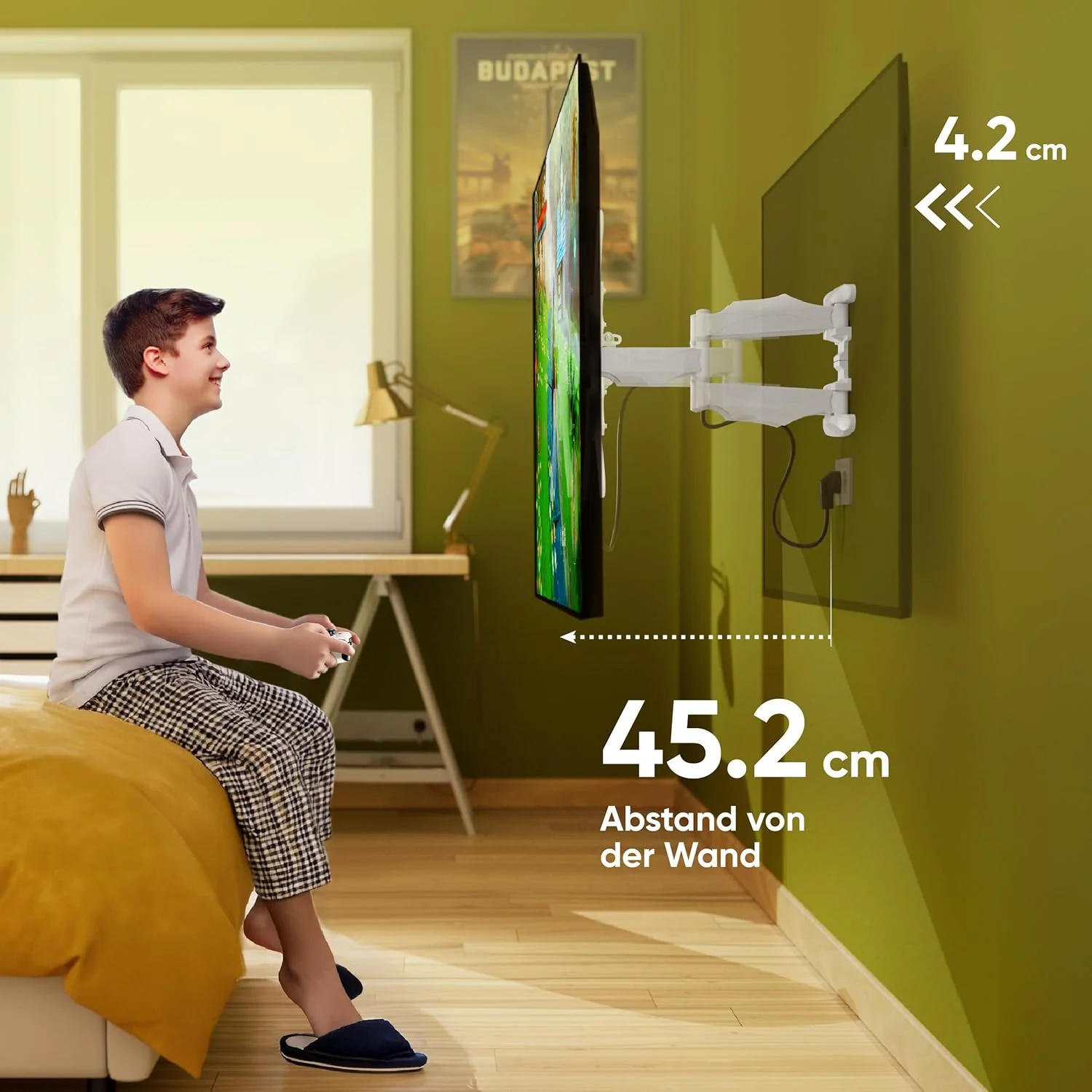 ONKRON TV Wandhalterung schwenkbar für 37-70 Zoll Bildschirm bis 36,4 kg, TV Halterung ausziehbar ne - Image 4