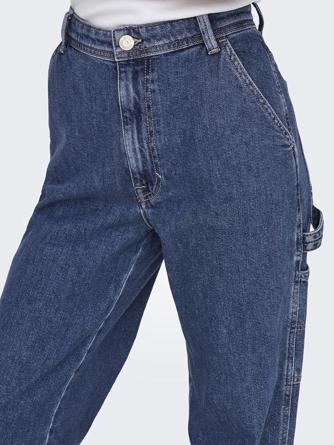 ONLY Female Straight-Fit ONLWEST HW Carpenter STR DNM DOT 26W / 32L Medium Blue Denim, 26W / 32L Med - Image 2