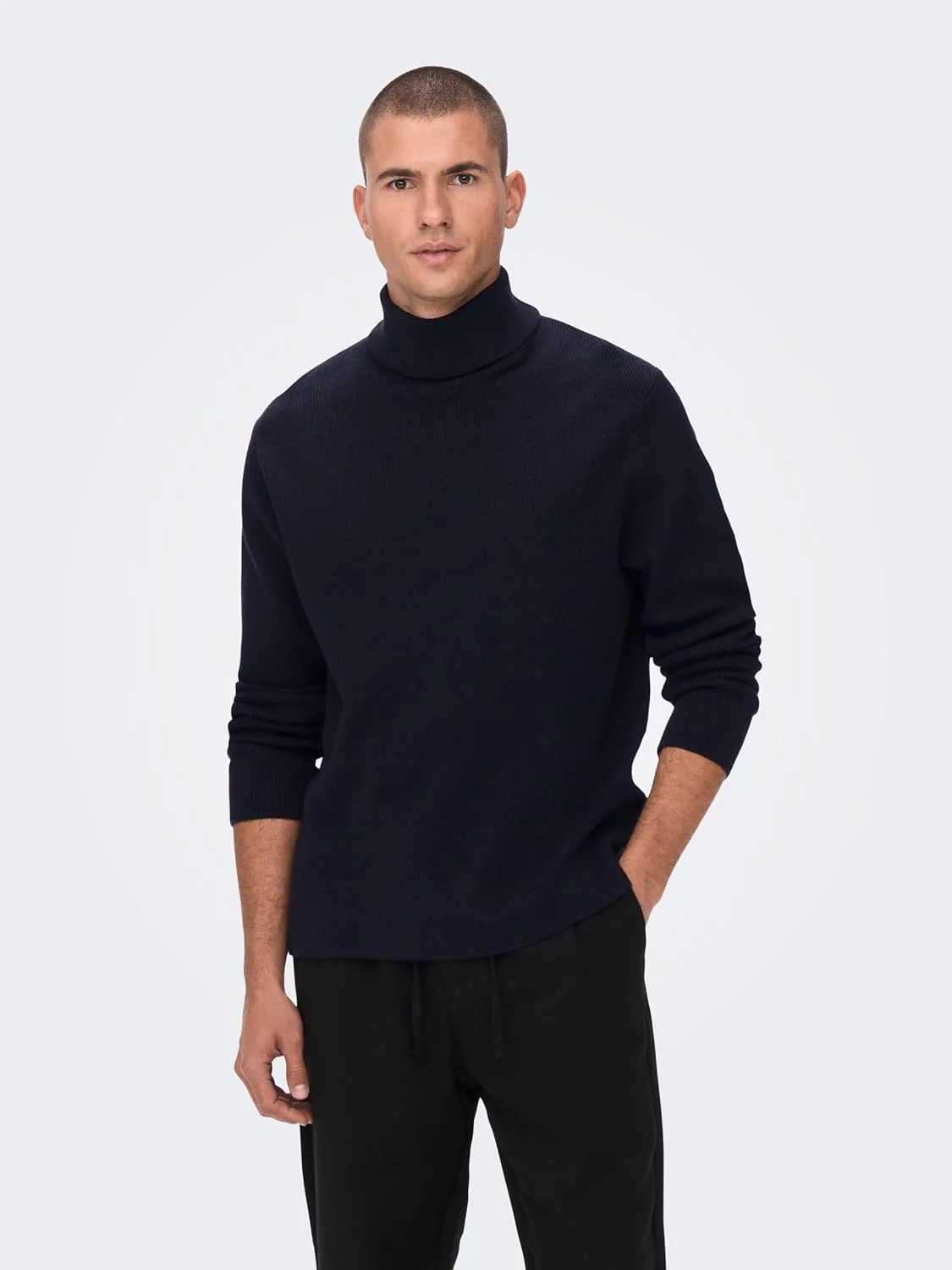 ONLY & SONS Male Strickpullover ONSPHIL Pullover S Dunkelblau, S Dunkelblau - Image 3