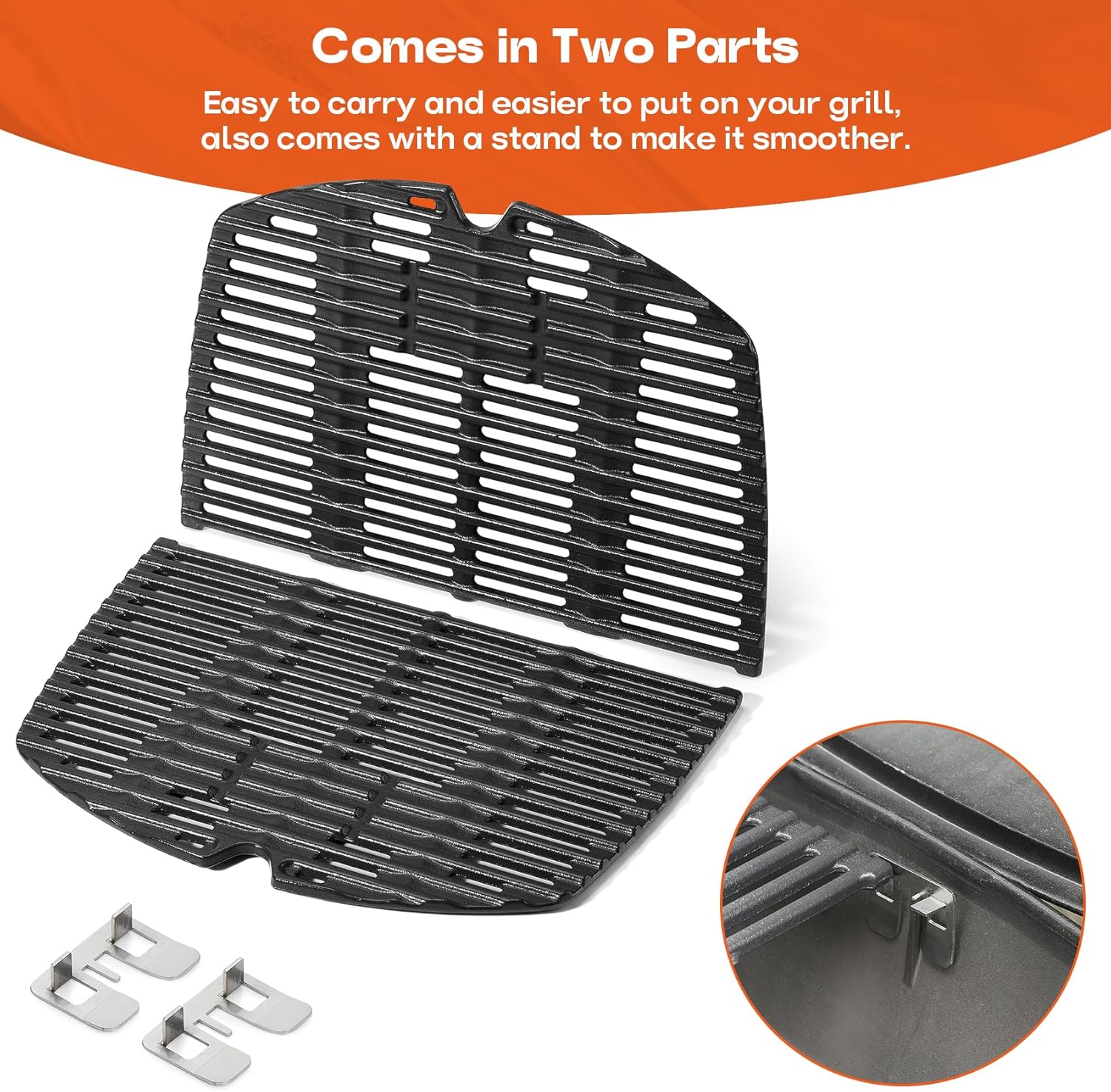 onlyfire Grillrost Gusseisen für Weber Q200, Q220, Q240, Q2000, Q2200, Q2400 Serie Gas Grill, BBQ Er - Image 4