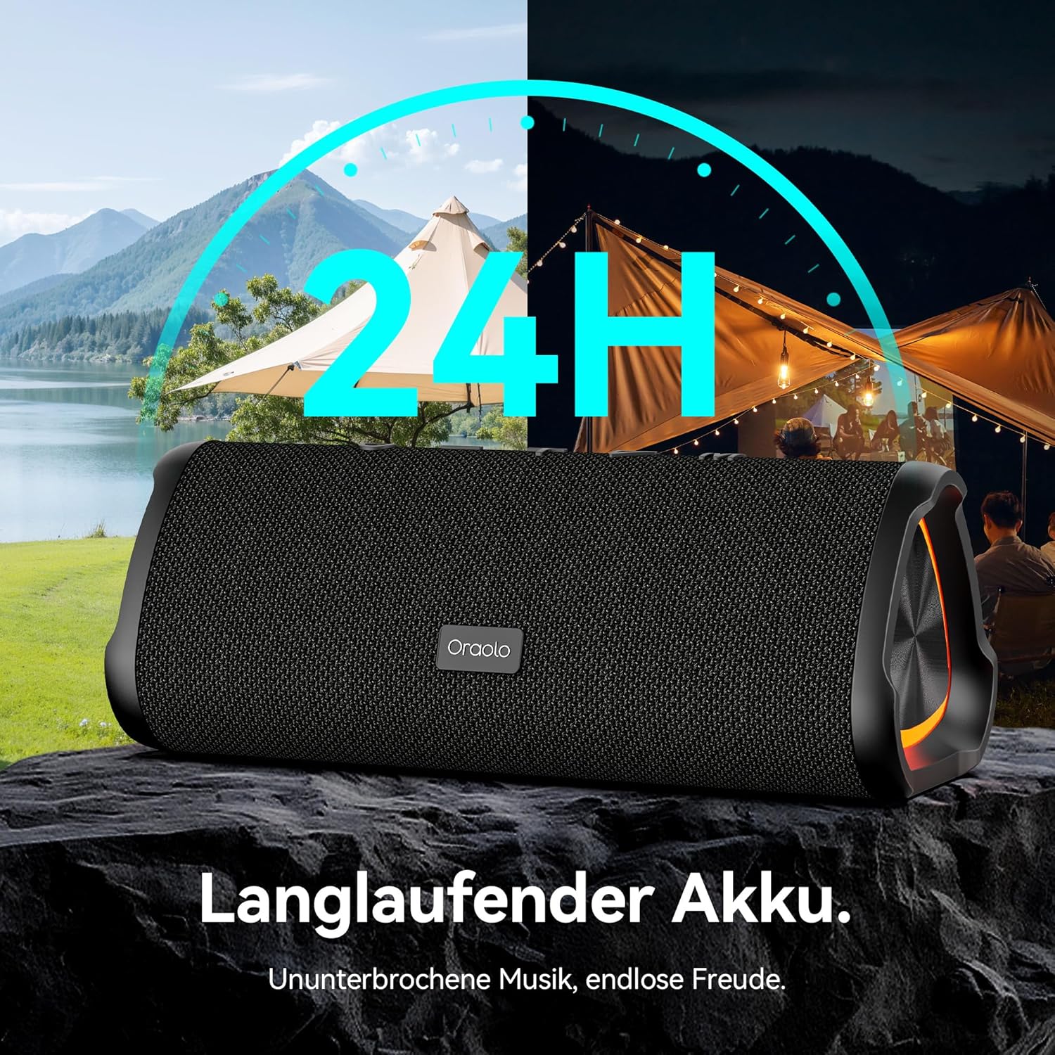 oraolo Bluetooth Lautsprecher mit Licht, Musikbox Bluetooth 6.0, 20W Dual Tragbar Lautsprecher 24 St - Image 5