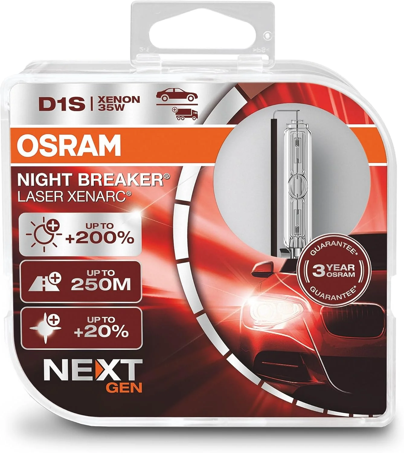OSRAM XENARC NIGHT BREAKER LASER D1S Next Generation, +200 % mehr Helligkeit, HID Xenon-Scheinwerfer - Image 2