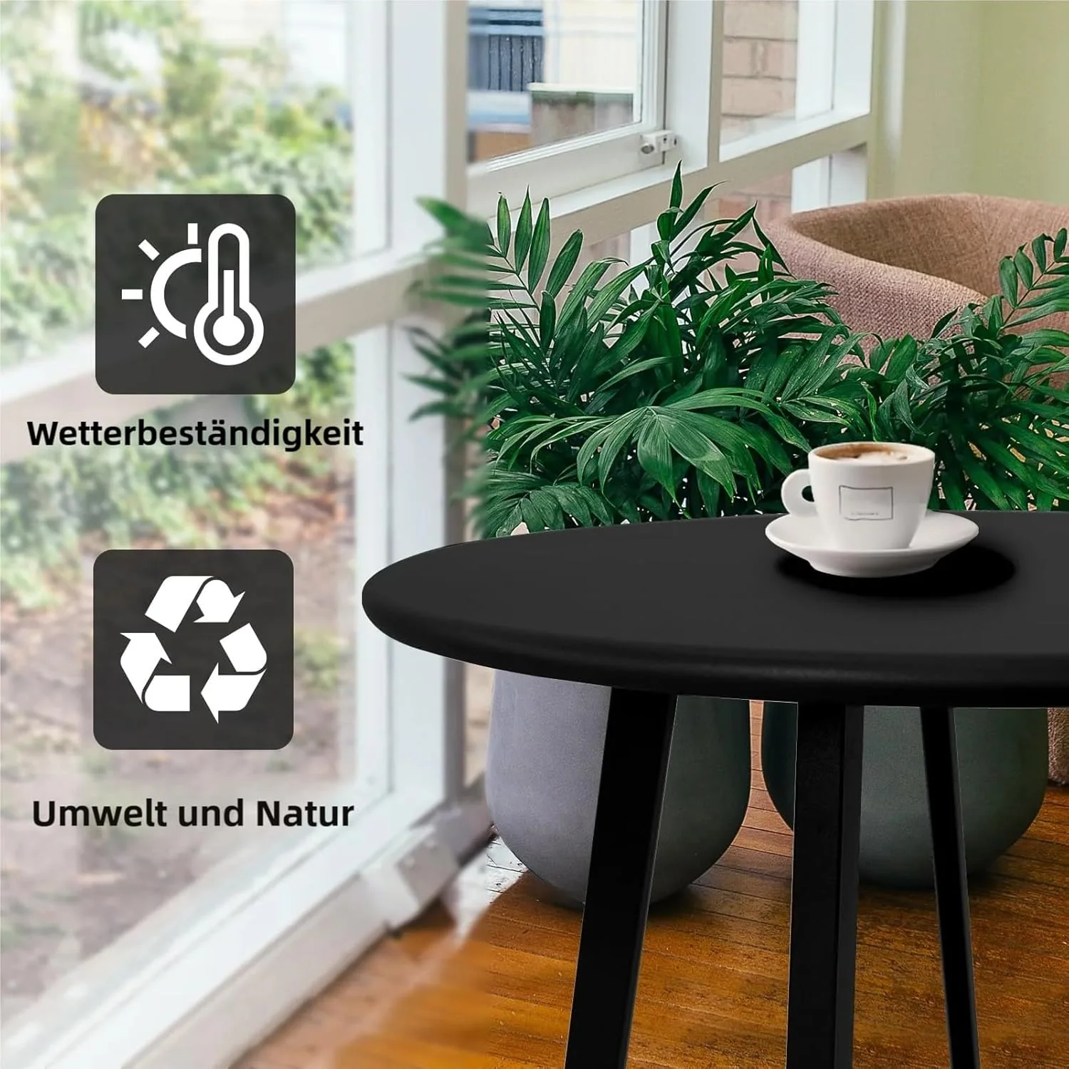Outdoor Beistelltisch, Wetterbeständiger Patio Kleiner Beistelltisch Outdoor Indoor Runder Metall St - Image 5
