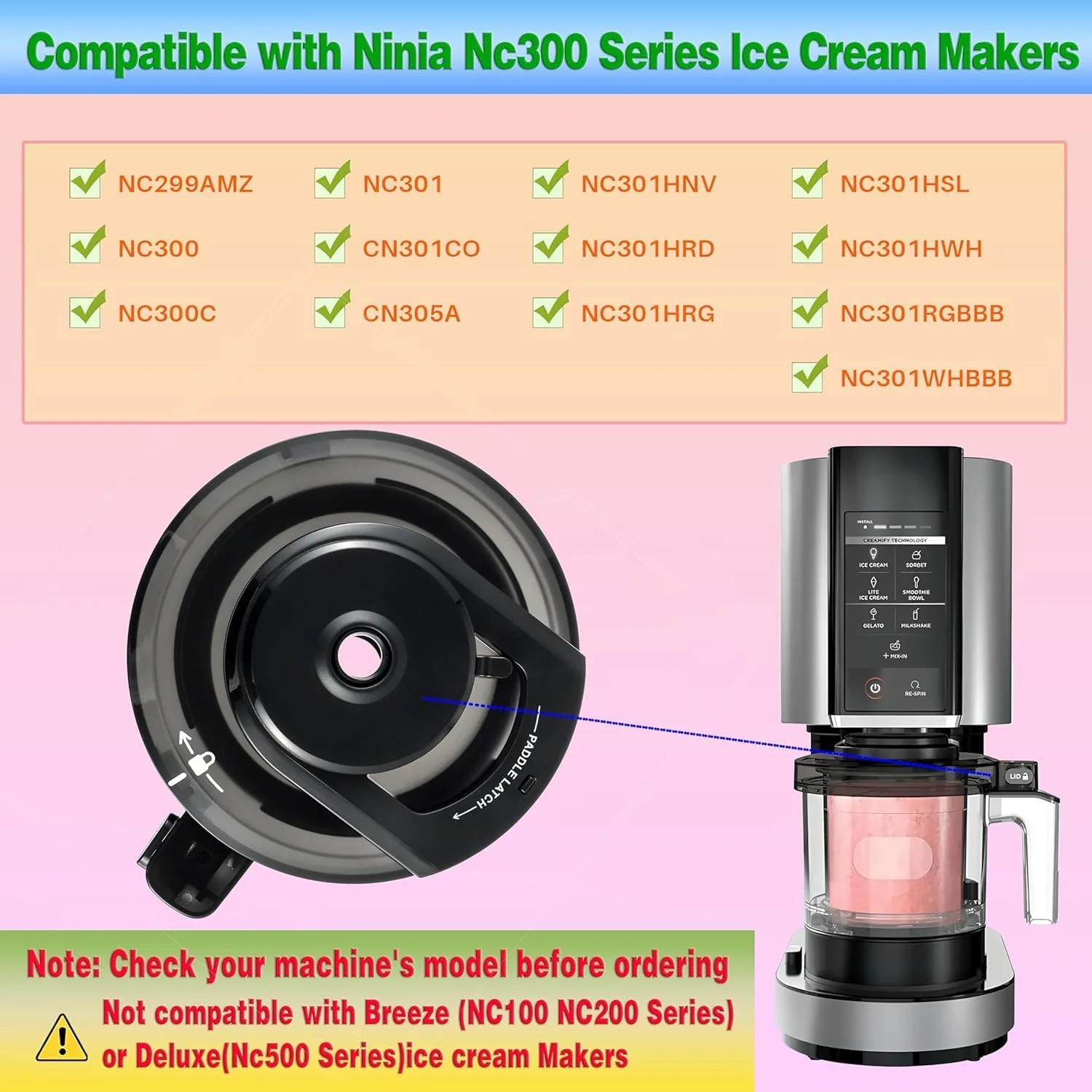 Outer Bowl Lid for Ninja NC301 Ice Cream Maker, Reusable Creami Replacement Lid Compatible Ninja NC2 - Image 5