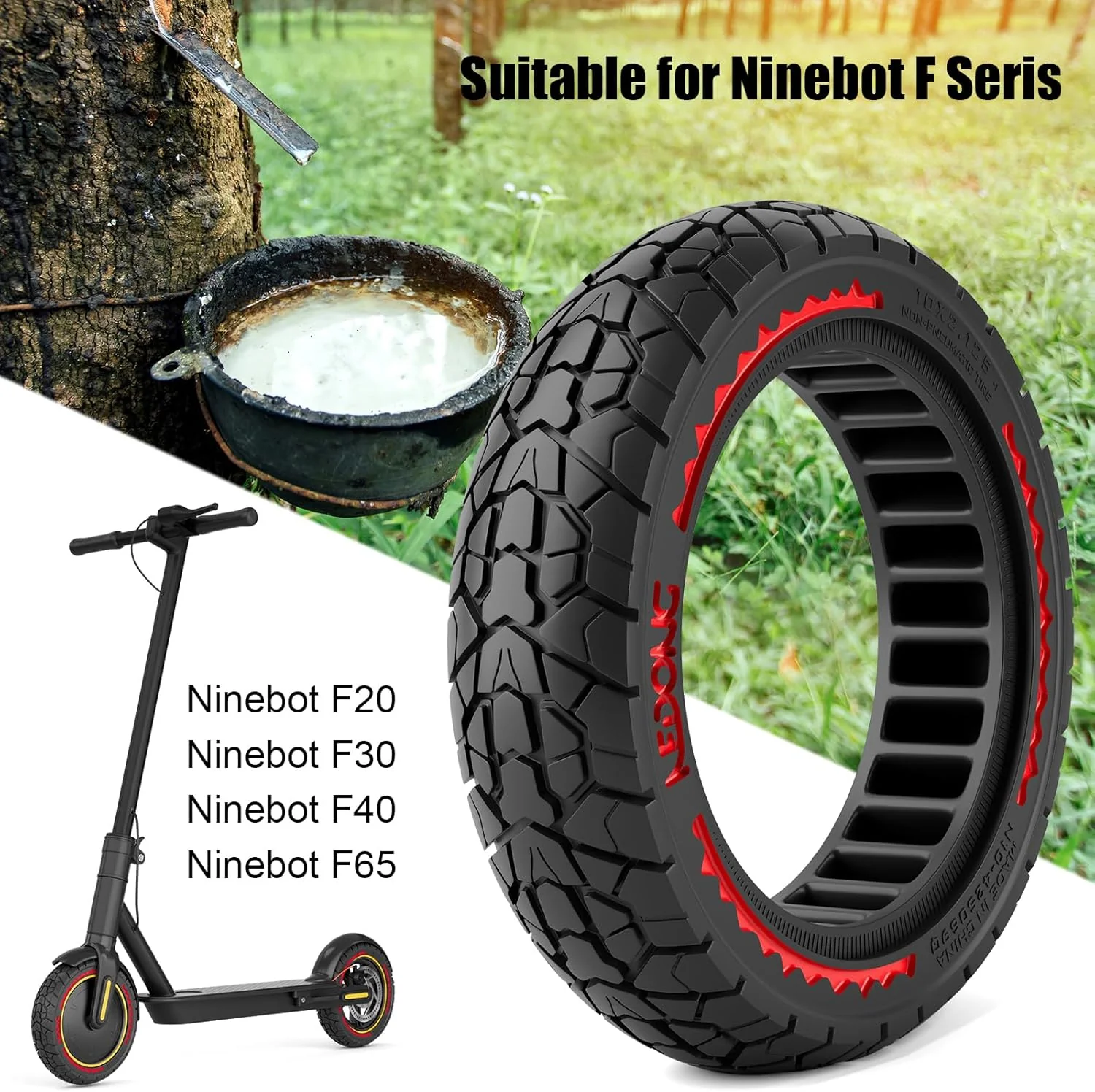 OUXI 10X2.125 Off Road Reifen für Elektroroller Ninebot F20/F30/F40/F65, 10 Zoll Vollgummireifen für - Image 4