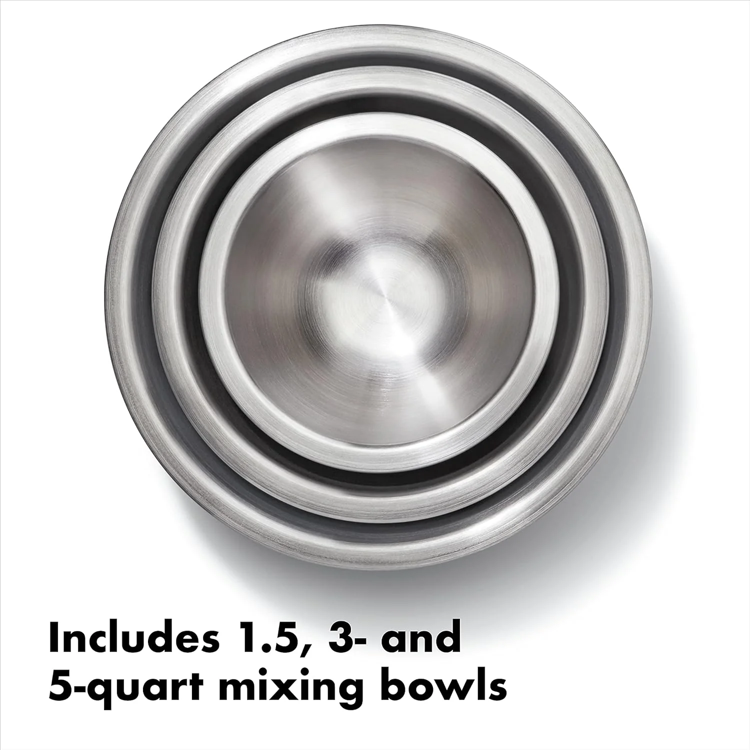 OXO Good Grips 3-Piece Stainless-Steel Mixing Bowl Set, White White Set, White Set - Image 2