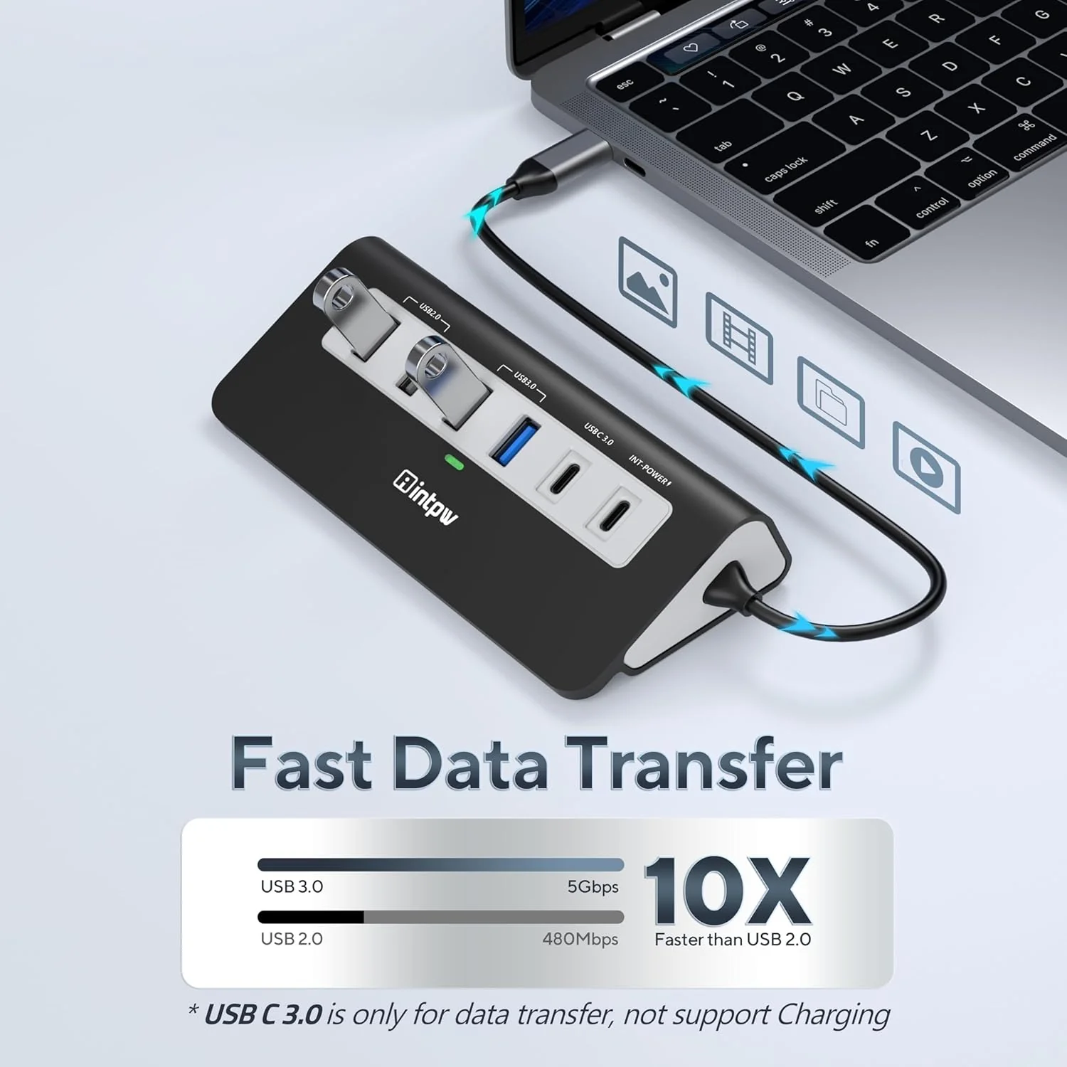P9 USB C Hub, 9-in-1 USB 3.0 Hub mit 100cm Kabel, HDMI 4K@30HZ, 2 USB-A 3.0 + Typ-C 3.0, PD 100 W, 2 - Image 4