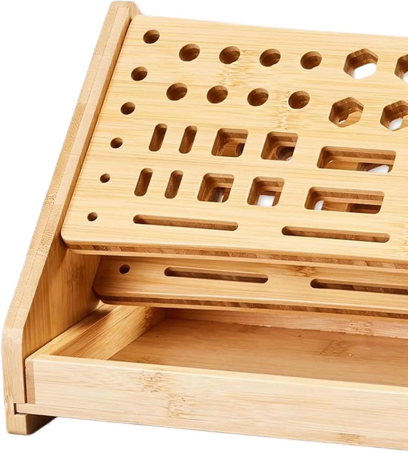 Palaufr Zangenorganizer,Holz 53-Loch Aufbewahrungsständer Und -Mit Tablett - Desktop Werkzeugorganiz - Image 7