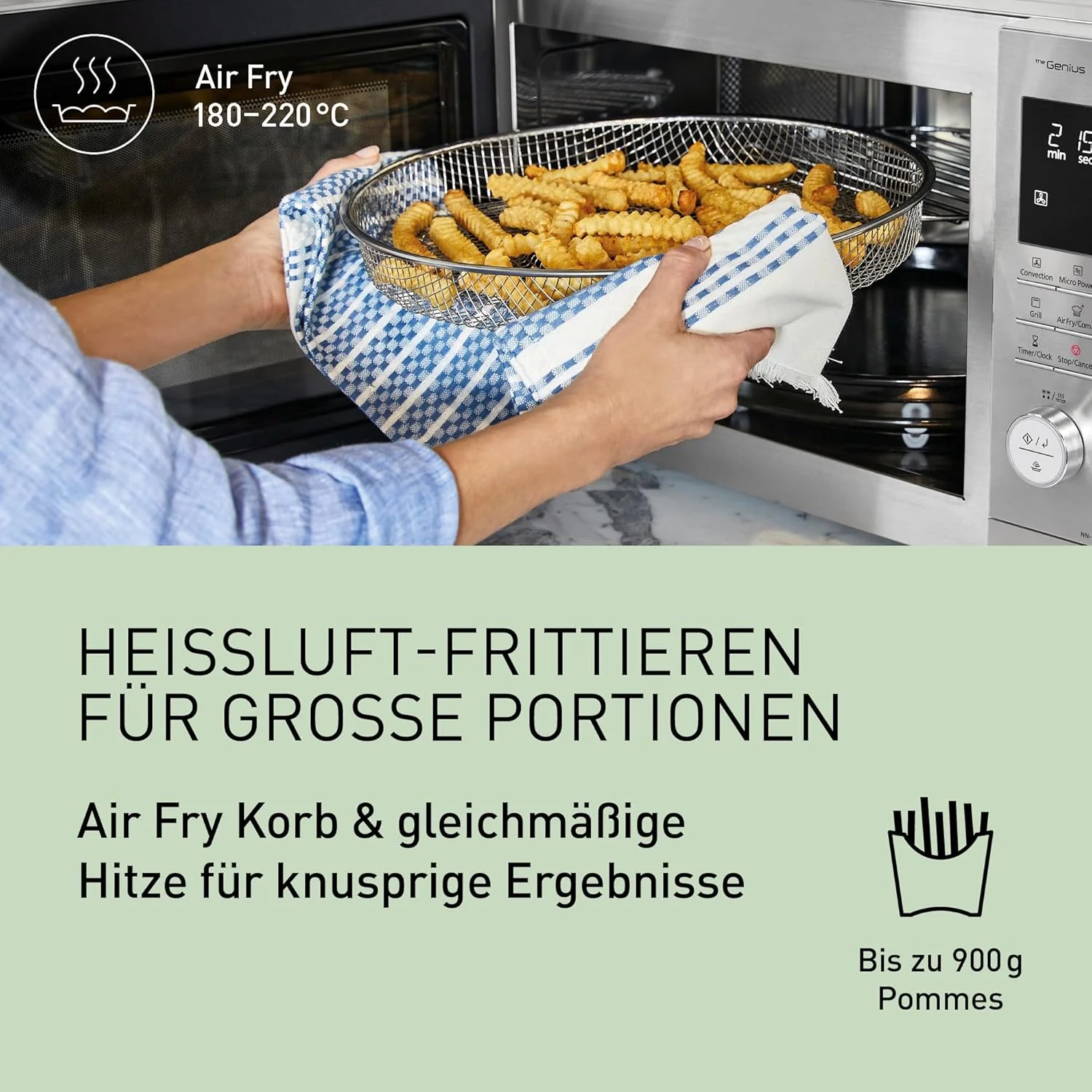 Panasonic NN-CD88QSEPG 34L Air Fryer Kombi-Mikrowelle mit Quarzgrill, 1000 W, automatisches Auftauen - Image 3